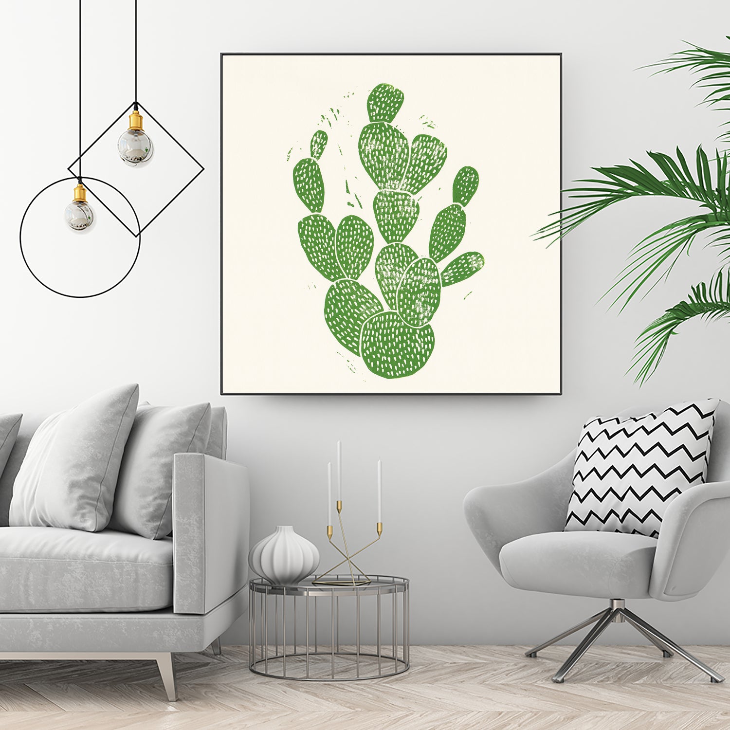 Linocut Cacti by Bianca Green on GIANT ART - green mixed media