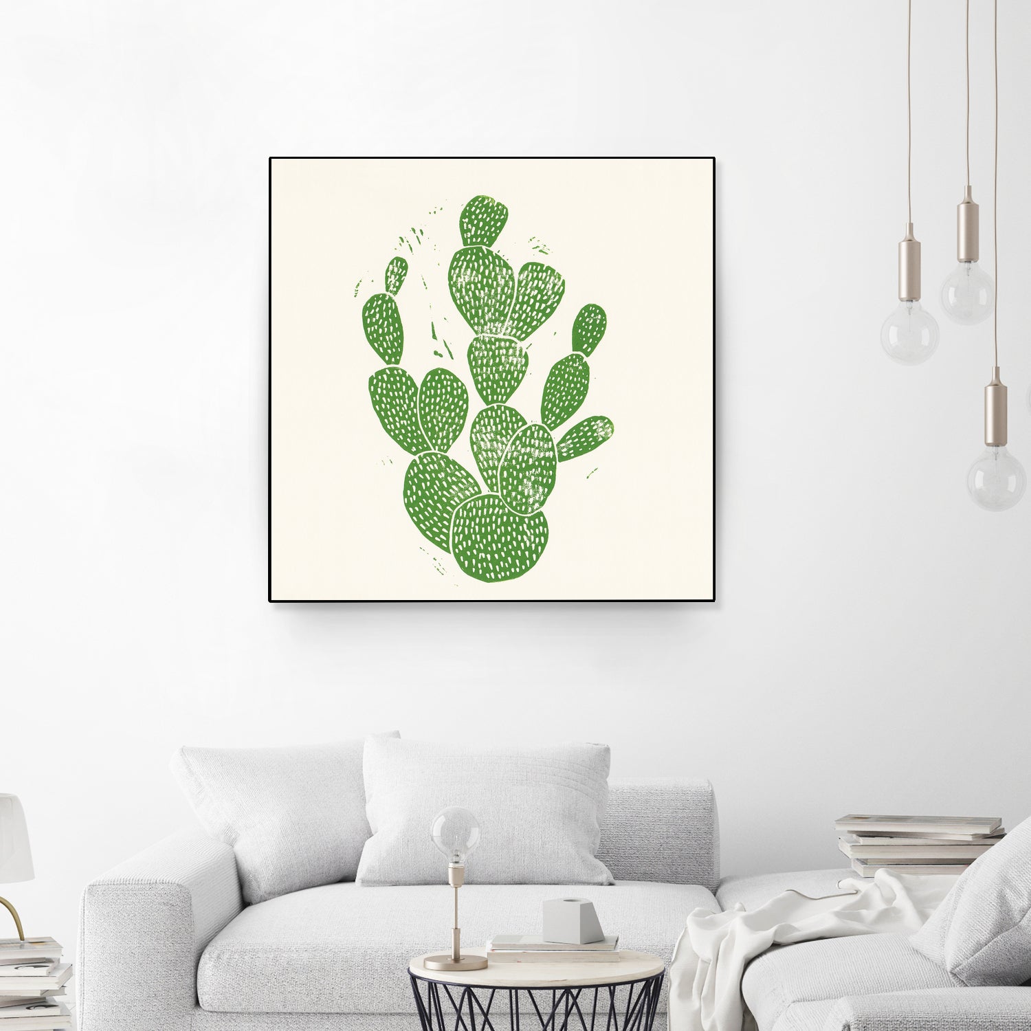 Linocut Cacti by Bianca Green on GIANT ART - green mixed media