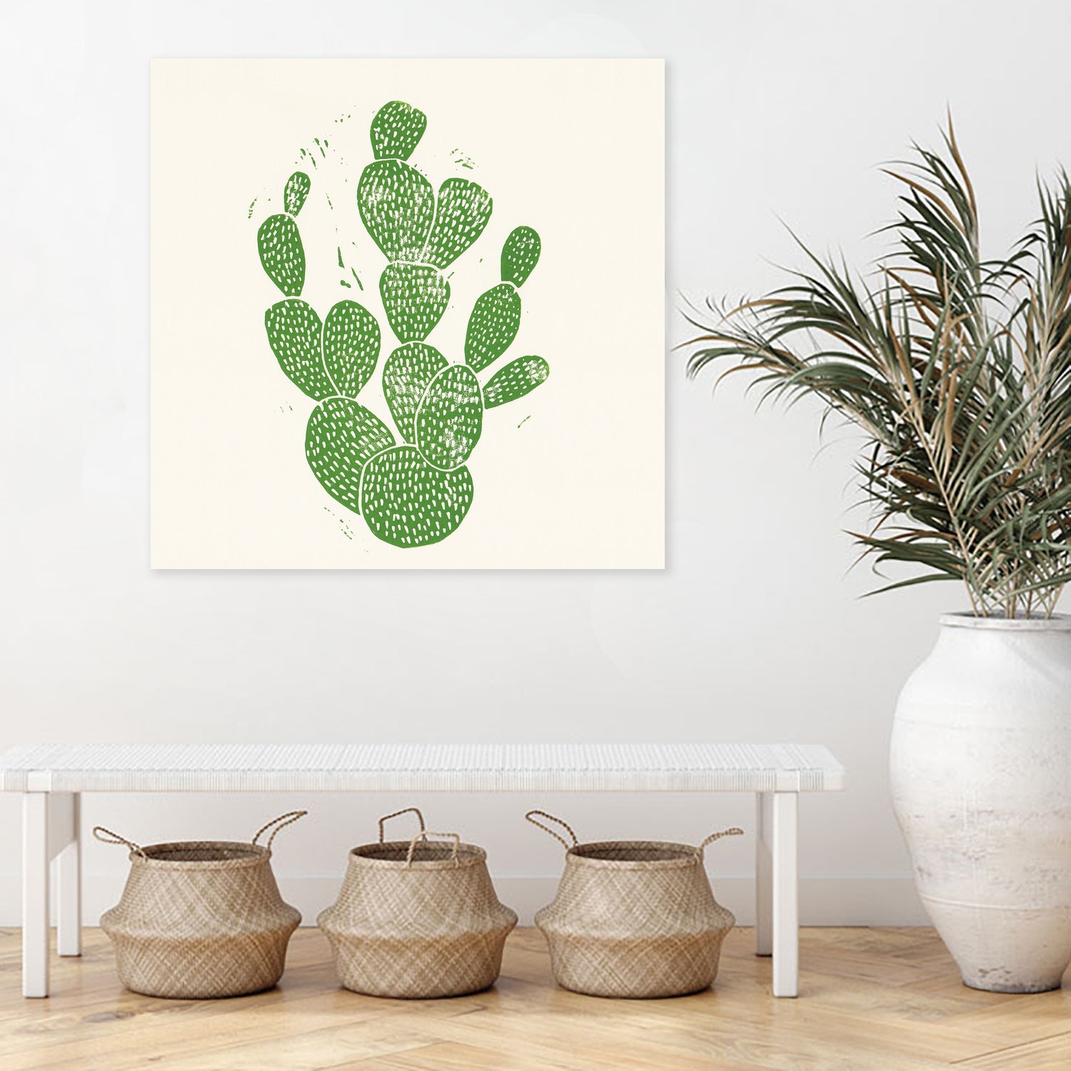Linocut Cacti by Bianca Green on GIANT ART - green mixed media