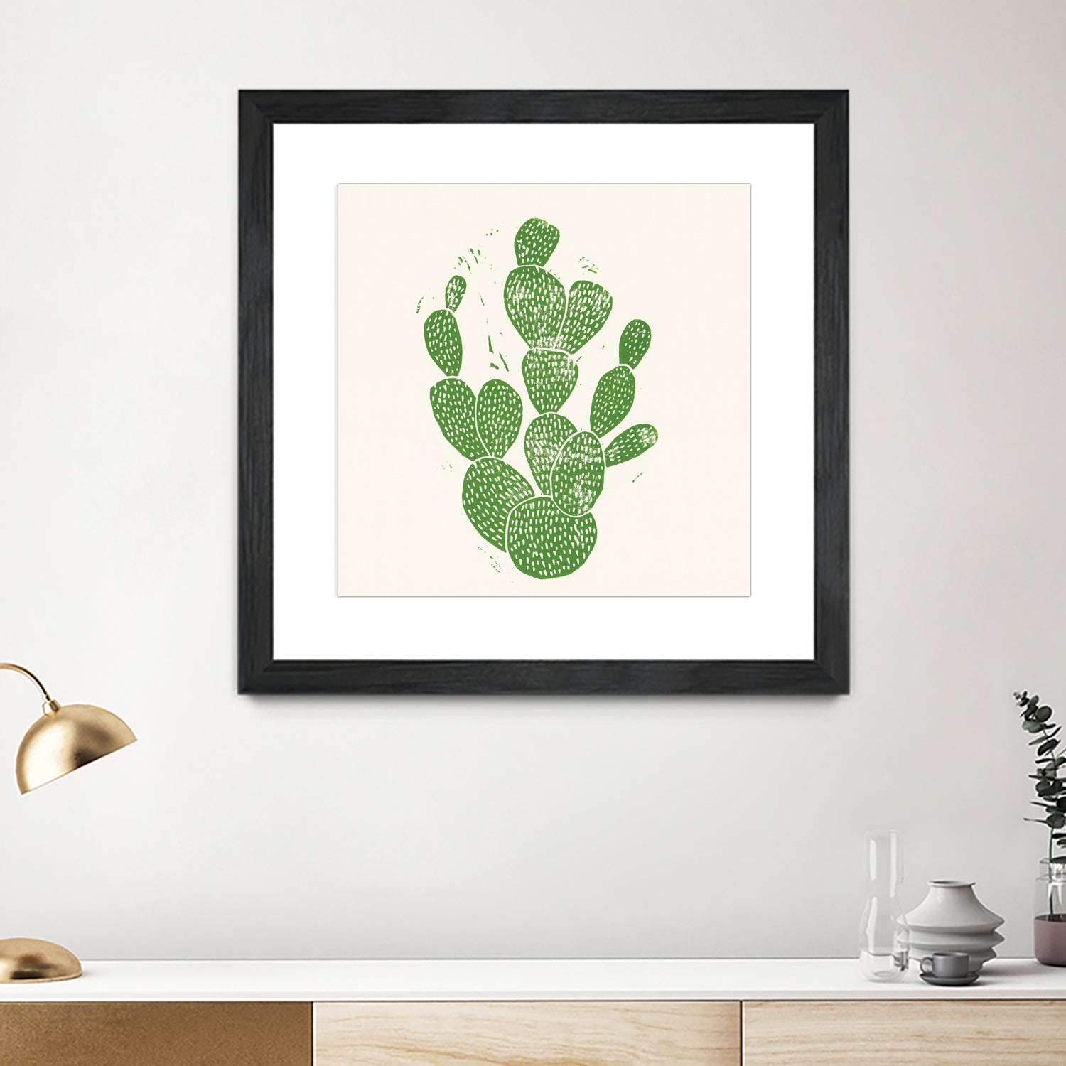 Linocut Cacti by Bianca Green on GIANT ART - green mixed media