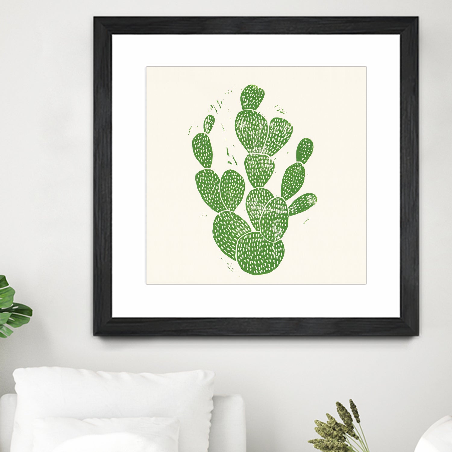 Linocut Cacti by Bianca Green on GIANT ART - green mixed media