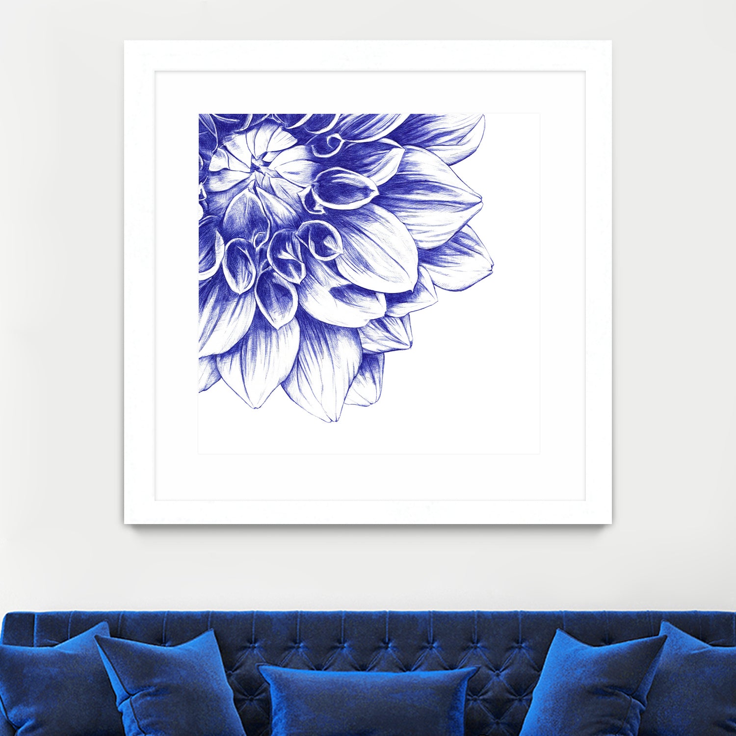 Ballpoint Blue Dahlia by Ronny Petrus Johannes Kools on GIANT ART - blue digital drawing