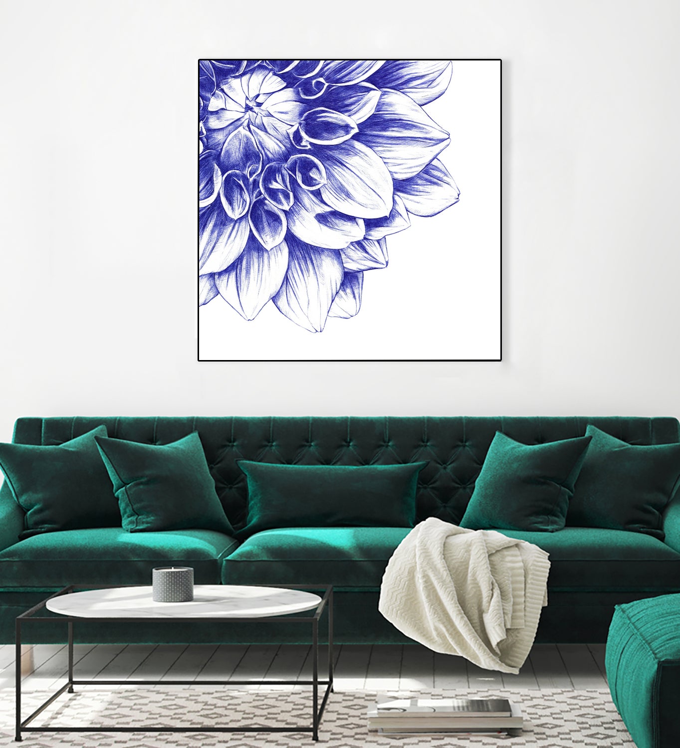 Ballpoint Blue Dahlia by Ronny Petrus Johannes Kools on GIANT ART - blue digital drawing