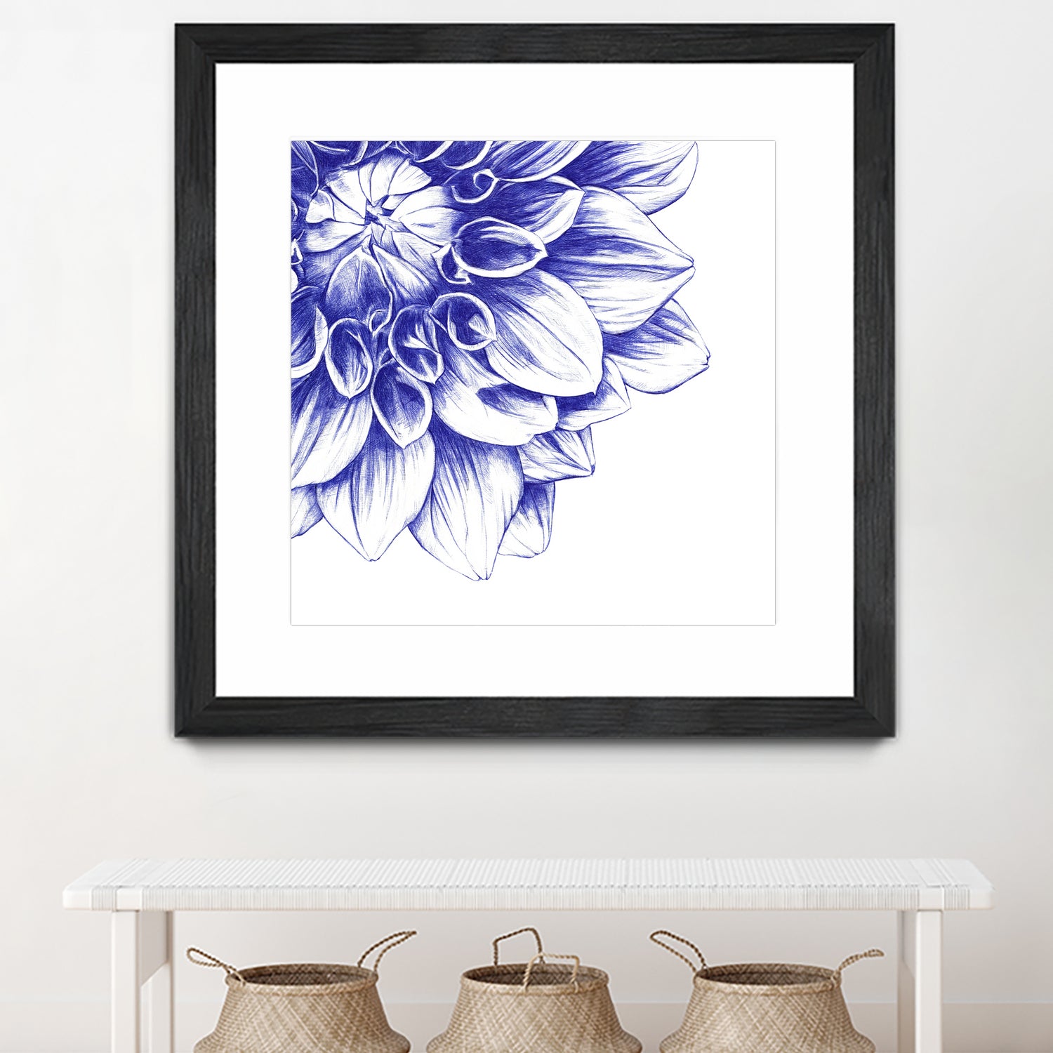 Ballpoint Blue Dahlia by Ronny Petrus Johannes Kools on GIANT ART - blue digital drawing