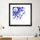 Ballpoint Blue Dahlia by Ronny Petrus Johannes Kools on GIANT ART - blue digital drawing