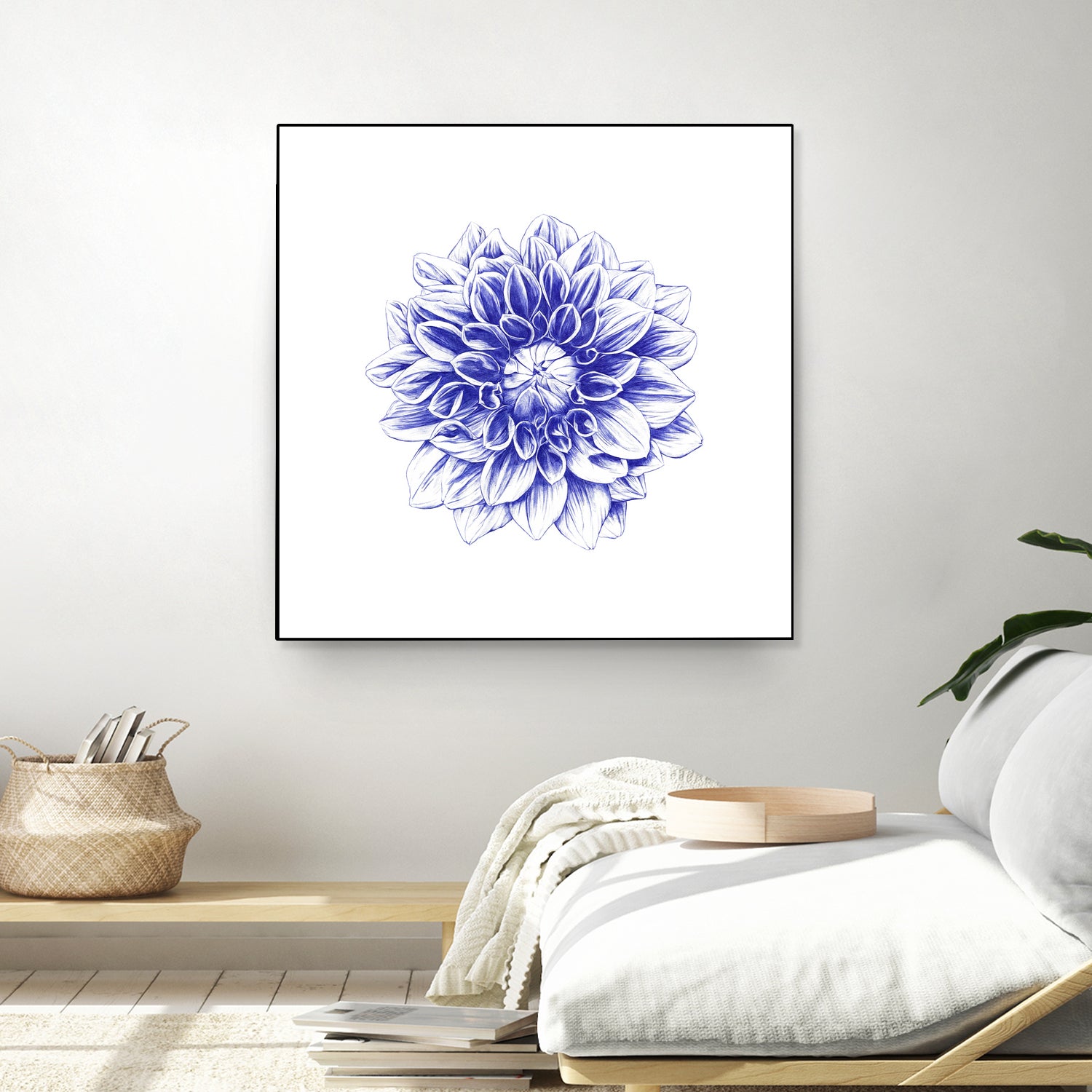 Ballpoint Blue Dahlia by Ronny Petrus Johannes Kools on GIANT ART - blue digital drawing