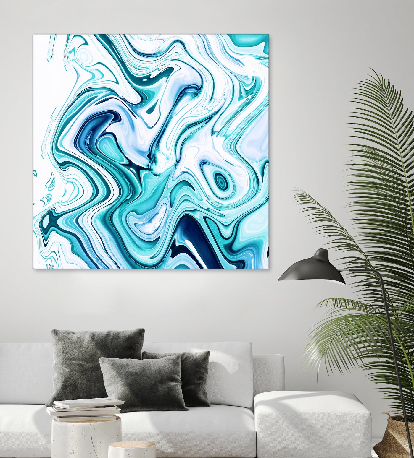 Liquid Marble - Aqua & Blues by Dominique Van Roey on GIANT ART - blue photo manipulation