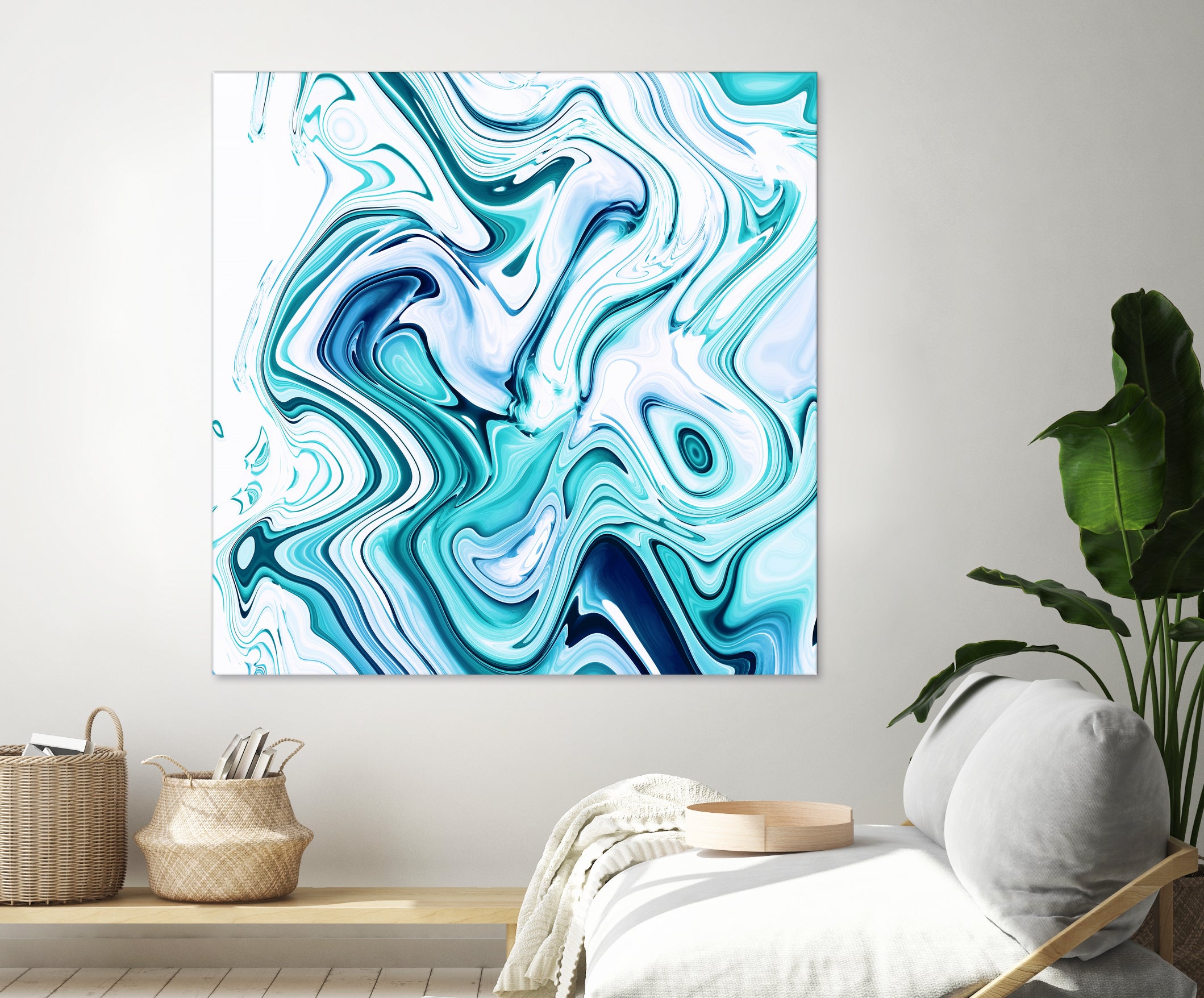 Liquid Marble - Aqua & Blues by Dominique Van Roey on GIANT ART - blue photo manipulation