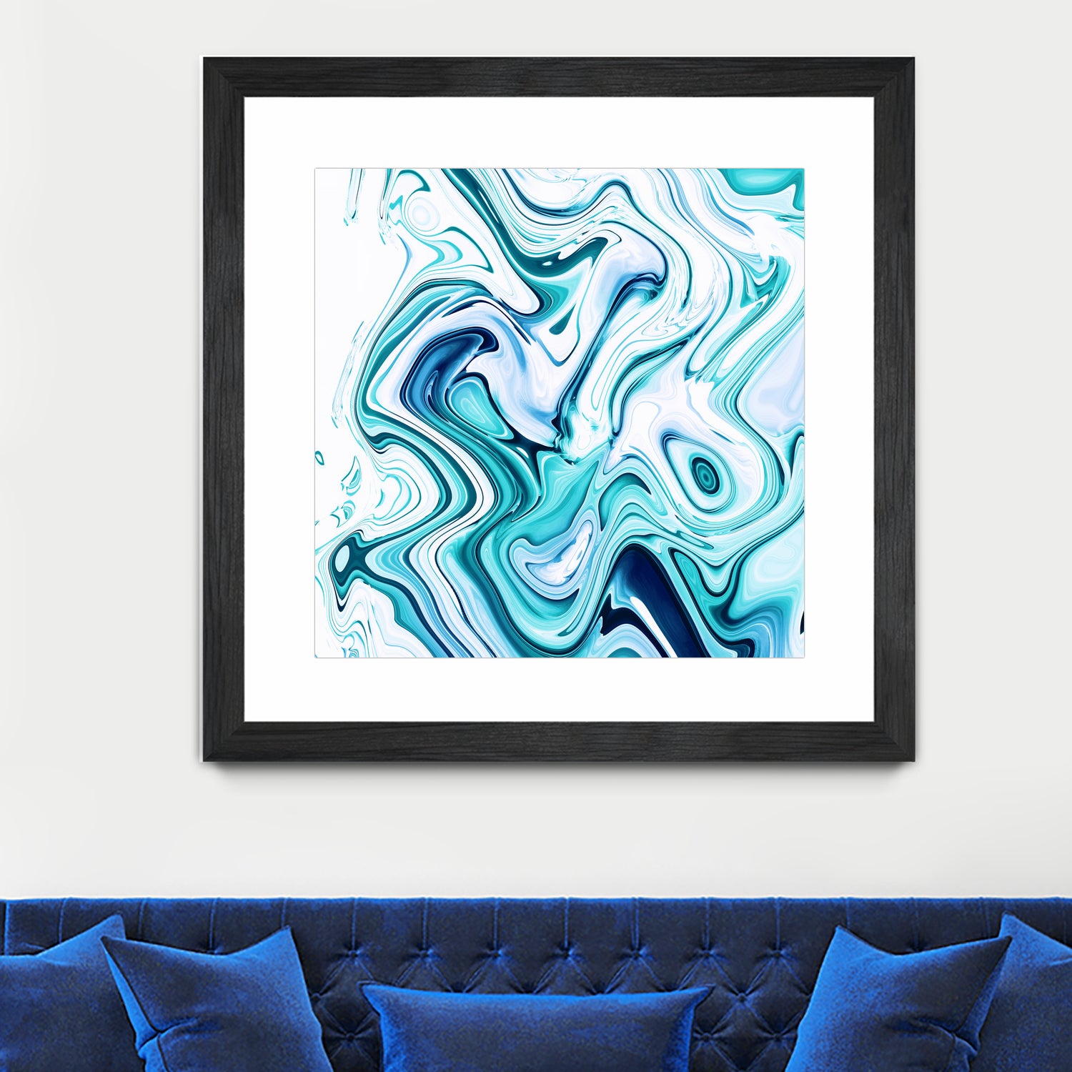 Liquid Marble - Aqua & Blues by Dominique Van Roey on GIANT ART - blue photo manipulation