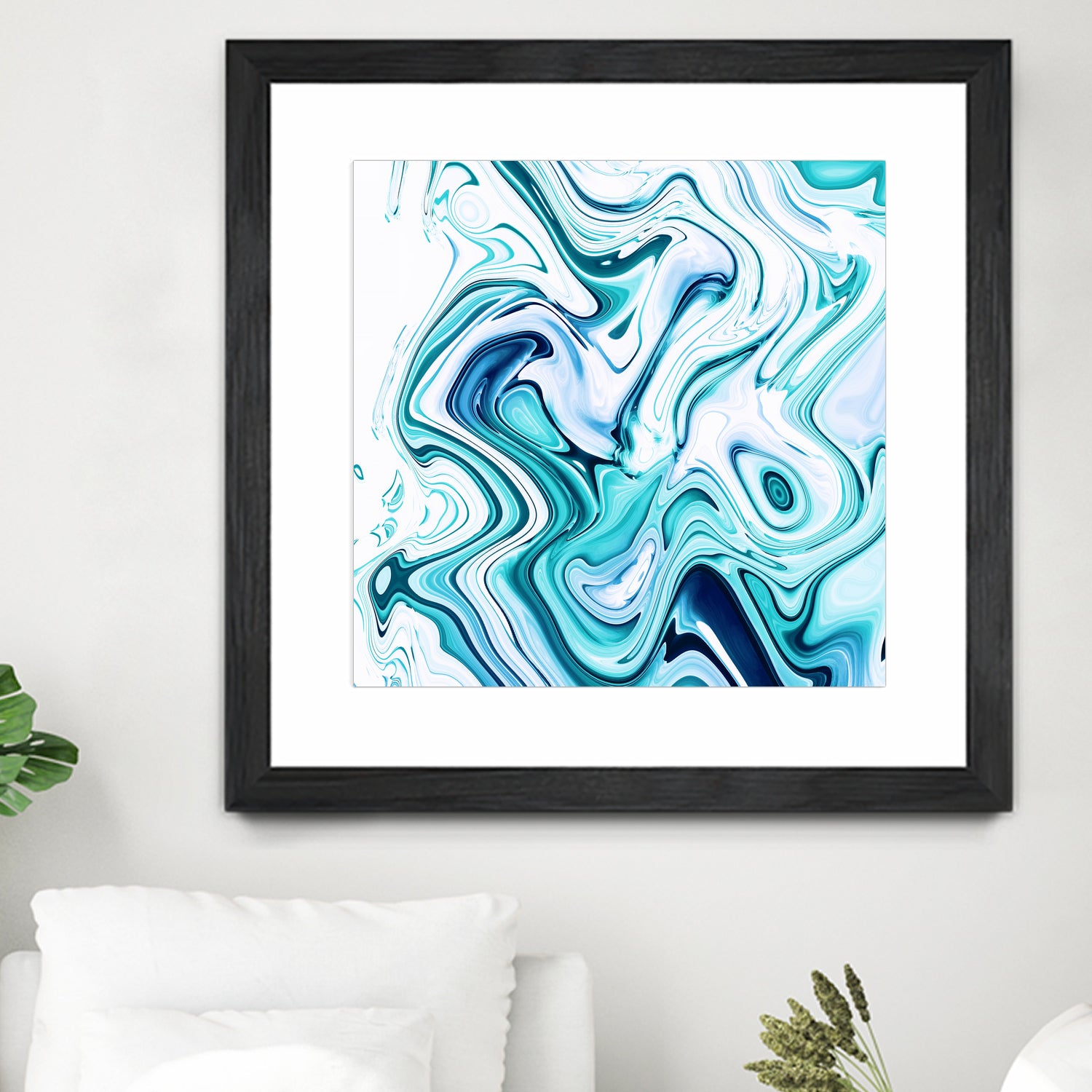 Liquid Marble - Aqua & Blues by Dominique Van Roey on GIANT ART - blue photo manipulation