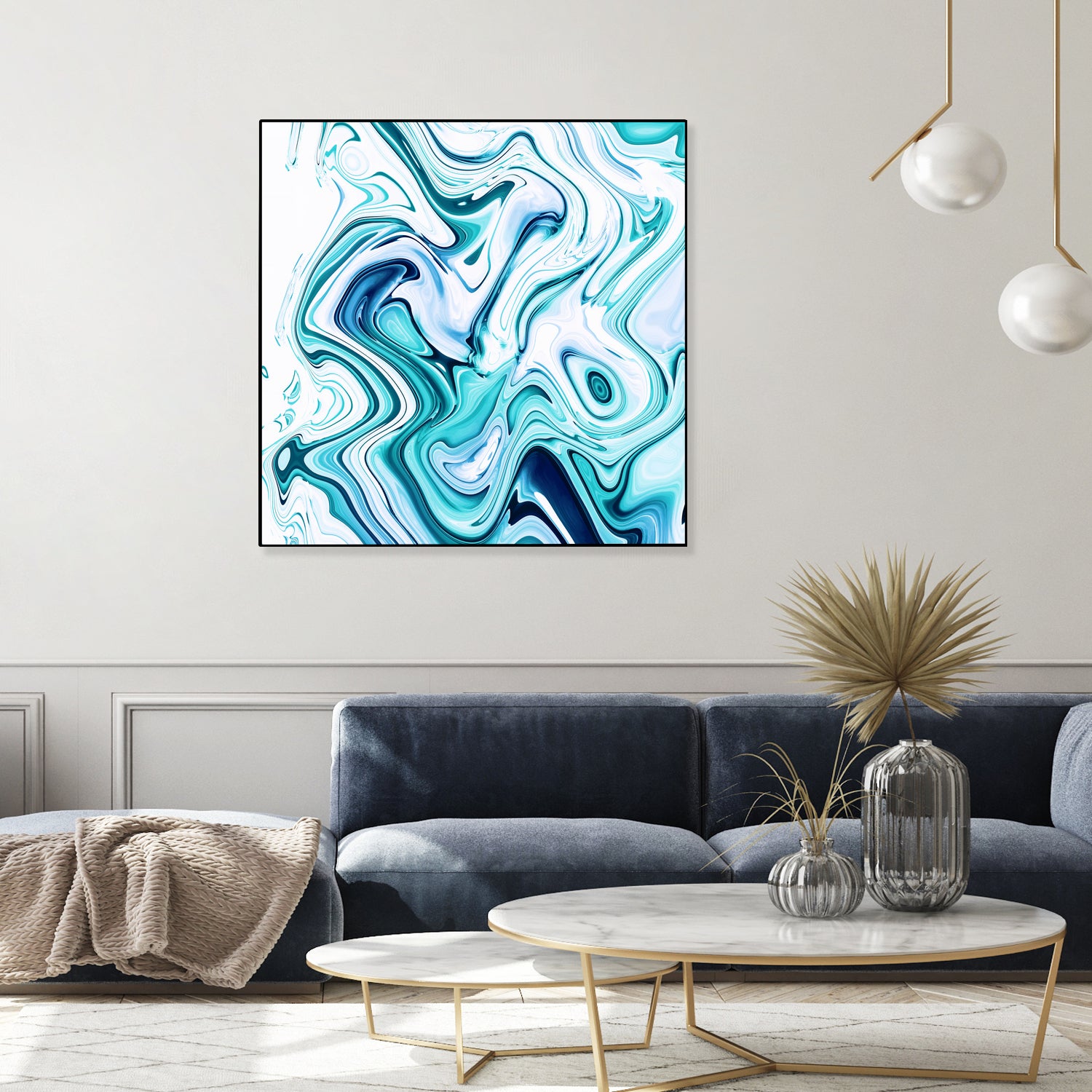 Liquid Marble - Aqua & Blues by Dominique Van Roey on GIANT ART - blue photo manipulation