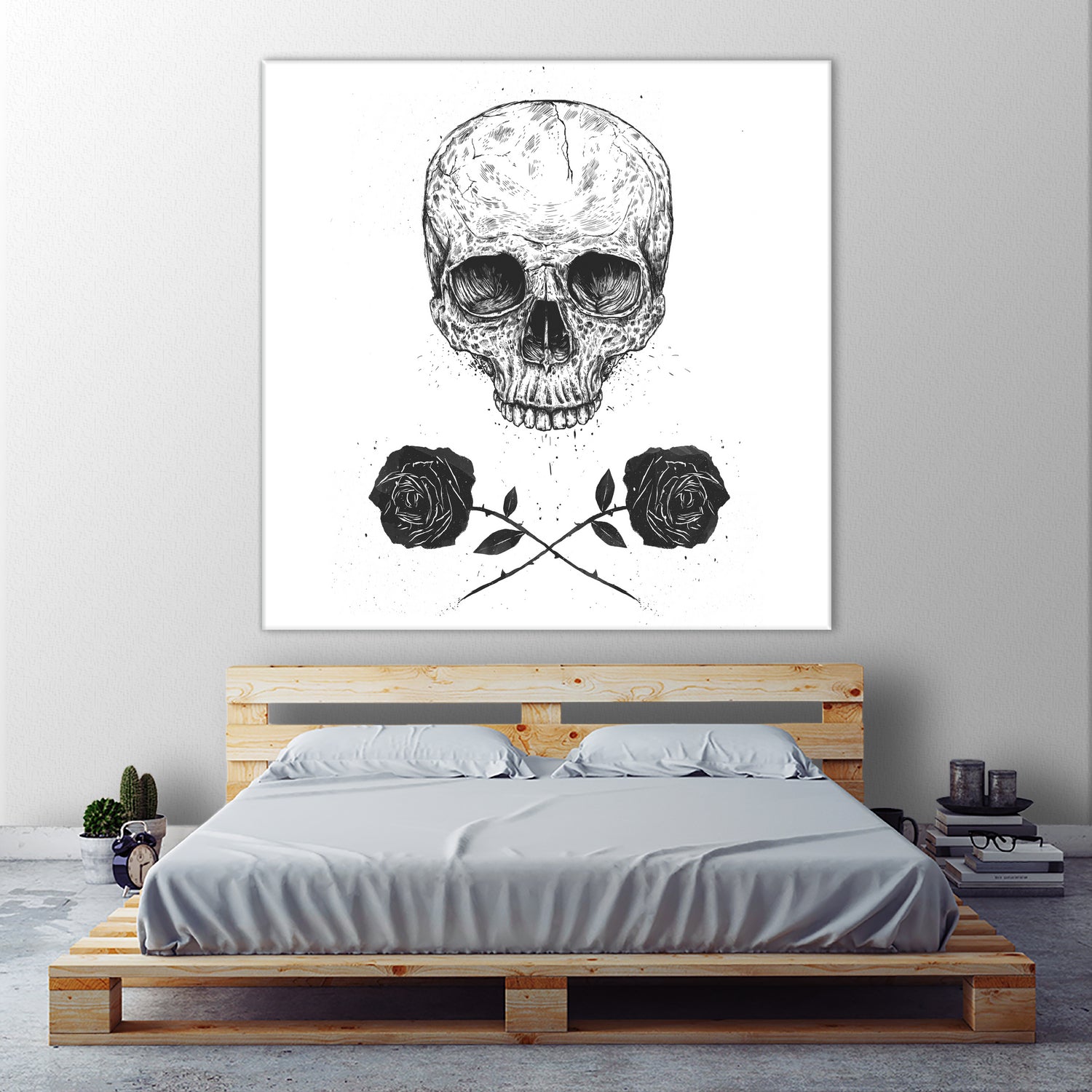 Skull N' Roses by Solti Balázs on GIANT ART - white digital drawing