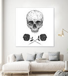 Skull N' Roses by Solti Balázs on GIANT ART - white digital drawing