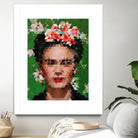 Frida kahlo Geometric by Vitor Costa on GIANT ART - green digital painting