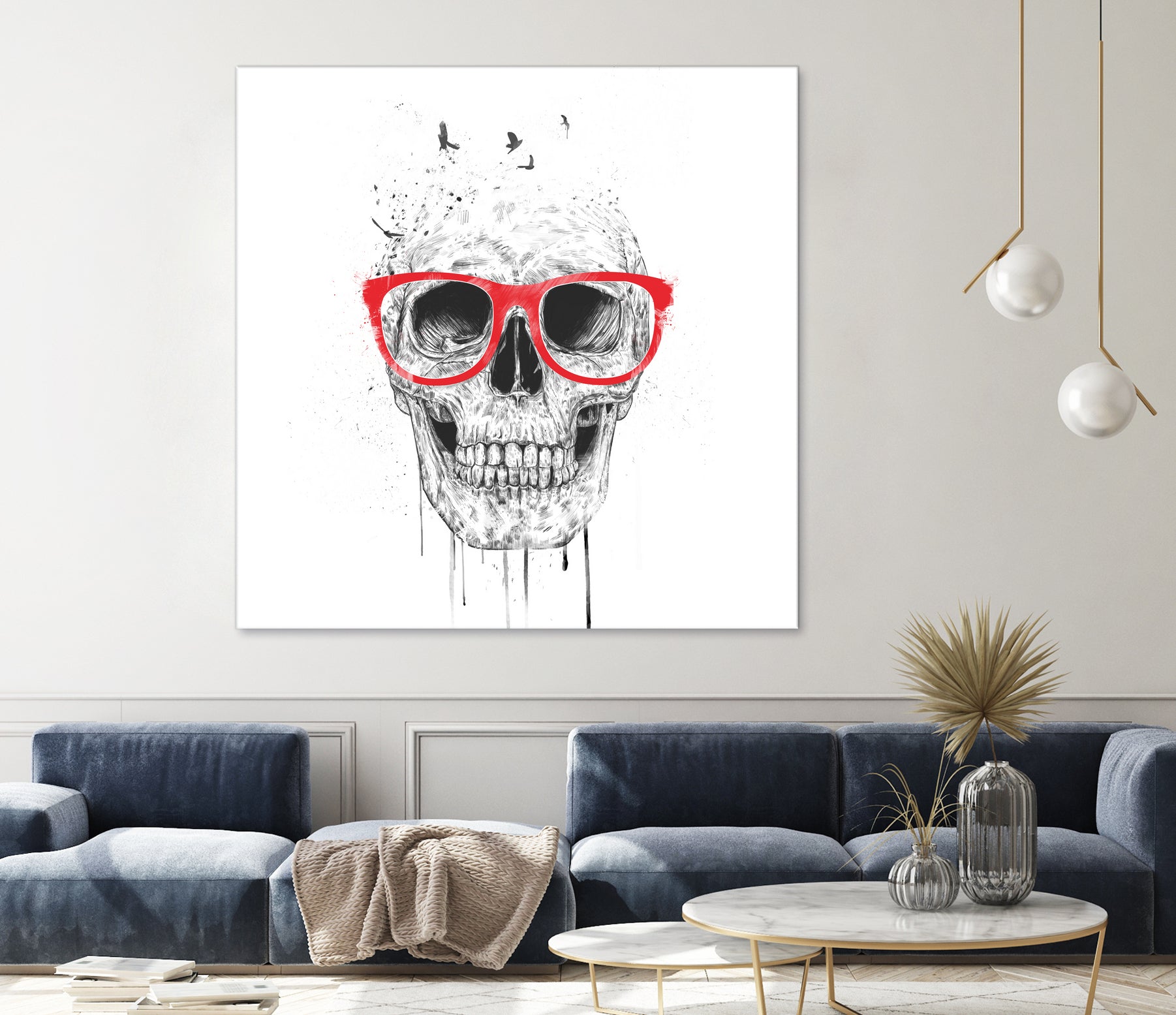 Skull with red glasses by Solti Balázs on GIANT ART - white digital painting