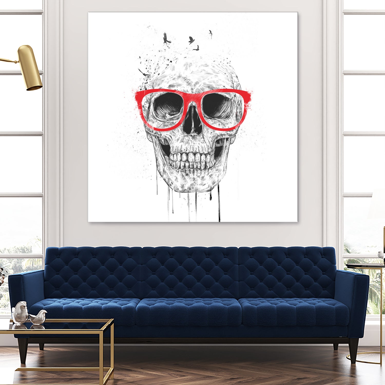 Skull with red glasses by Solti Balázs on GIANT ART - white digital painting