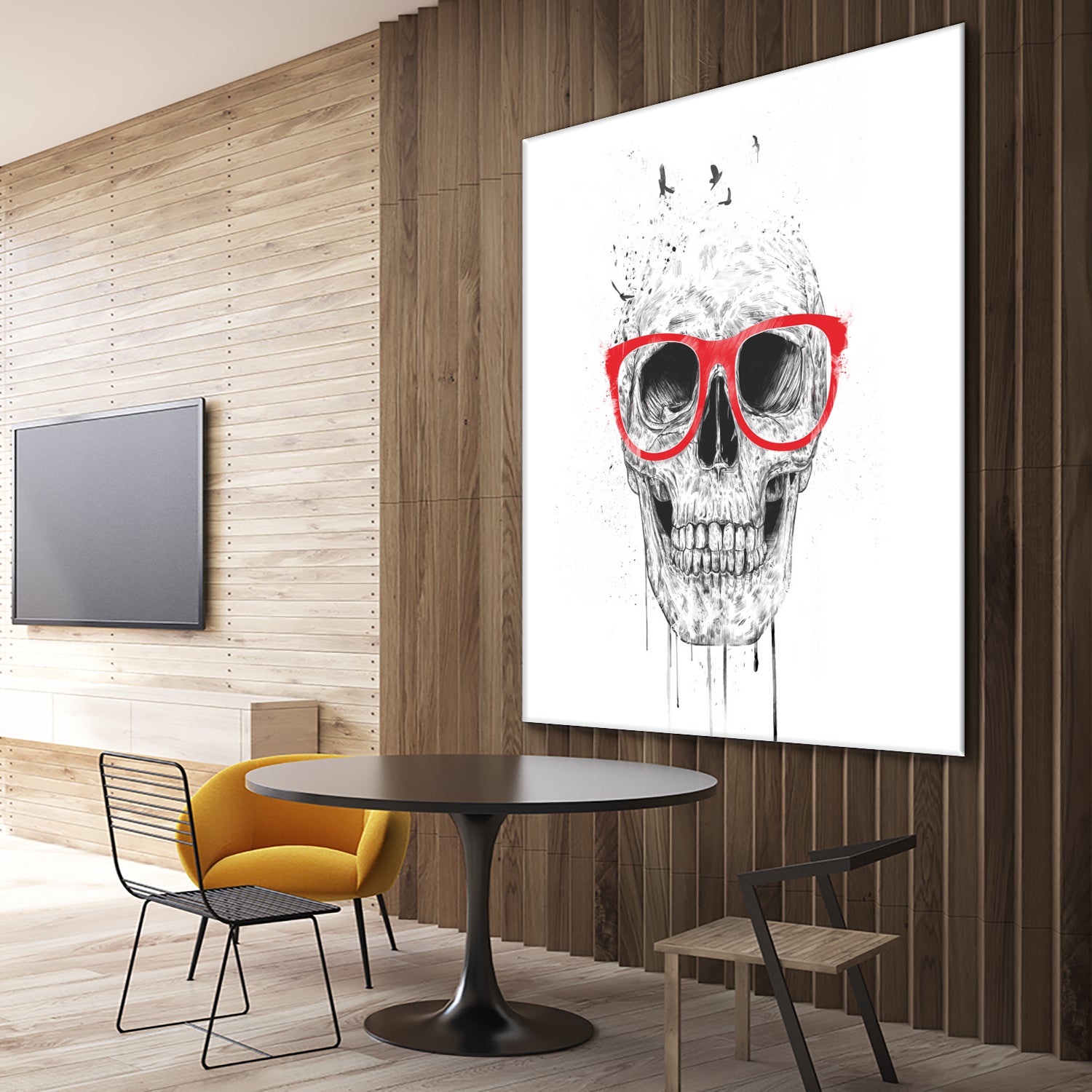 Skull with red glasses by Solti Balázs on GIANT ART - white digital painting