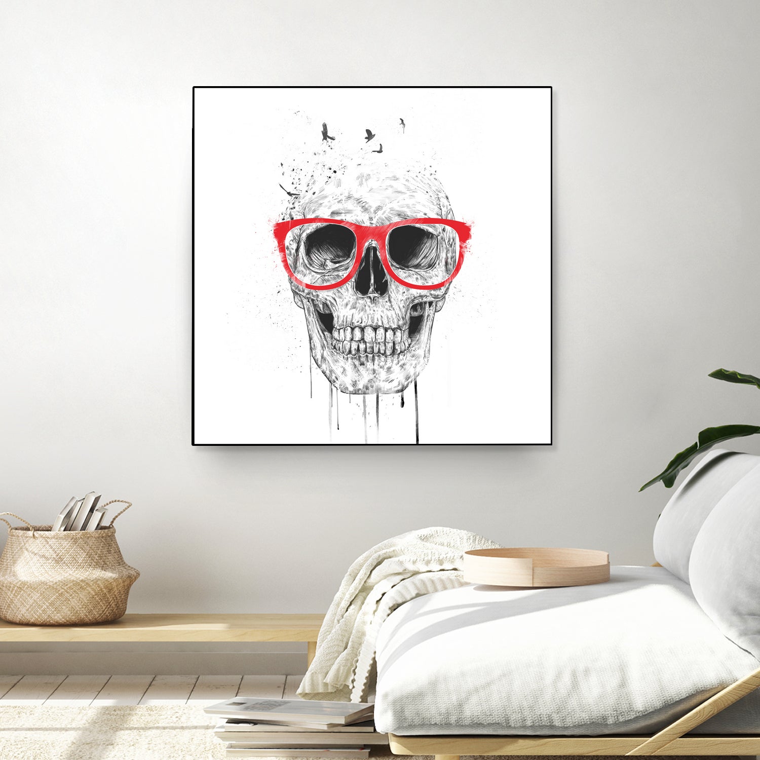 Skull with red glasses by Solti Balázs on GIANT ART - white digital painting