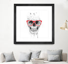 Skull with red glasses by Solti Balázs on GIANT ART - white digital painting