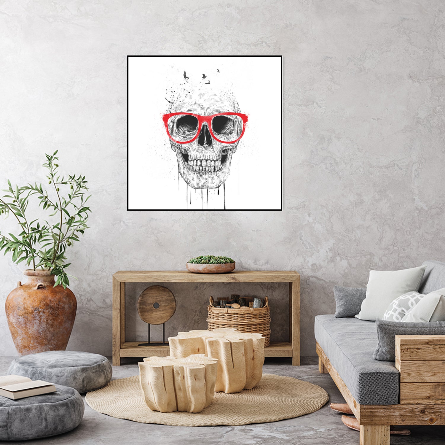 Skull with red glasses by Solti Balázs on GIANT ART - white digital painting