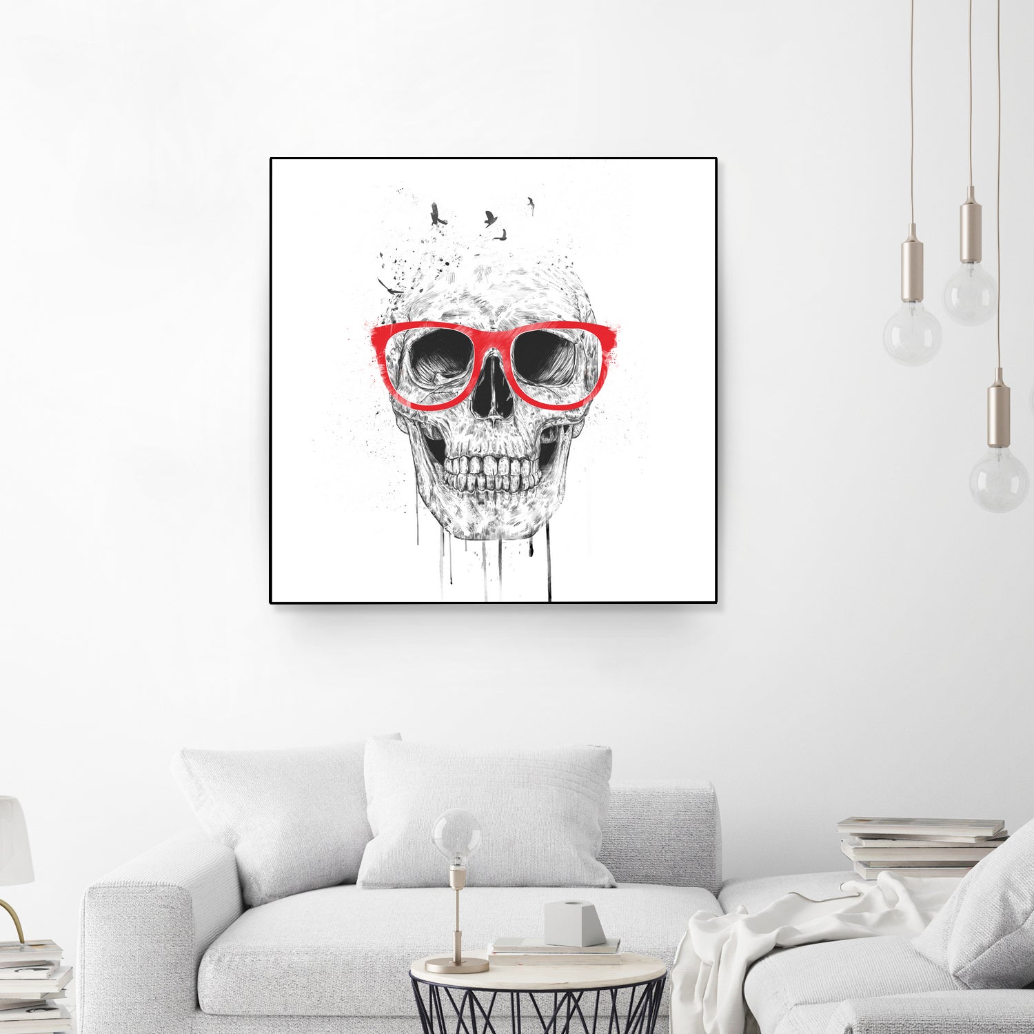 Skull with red glasses by Solti Balázs on GIANT ART - white digital painting