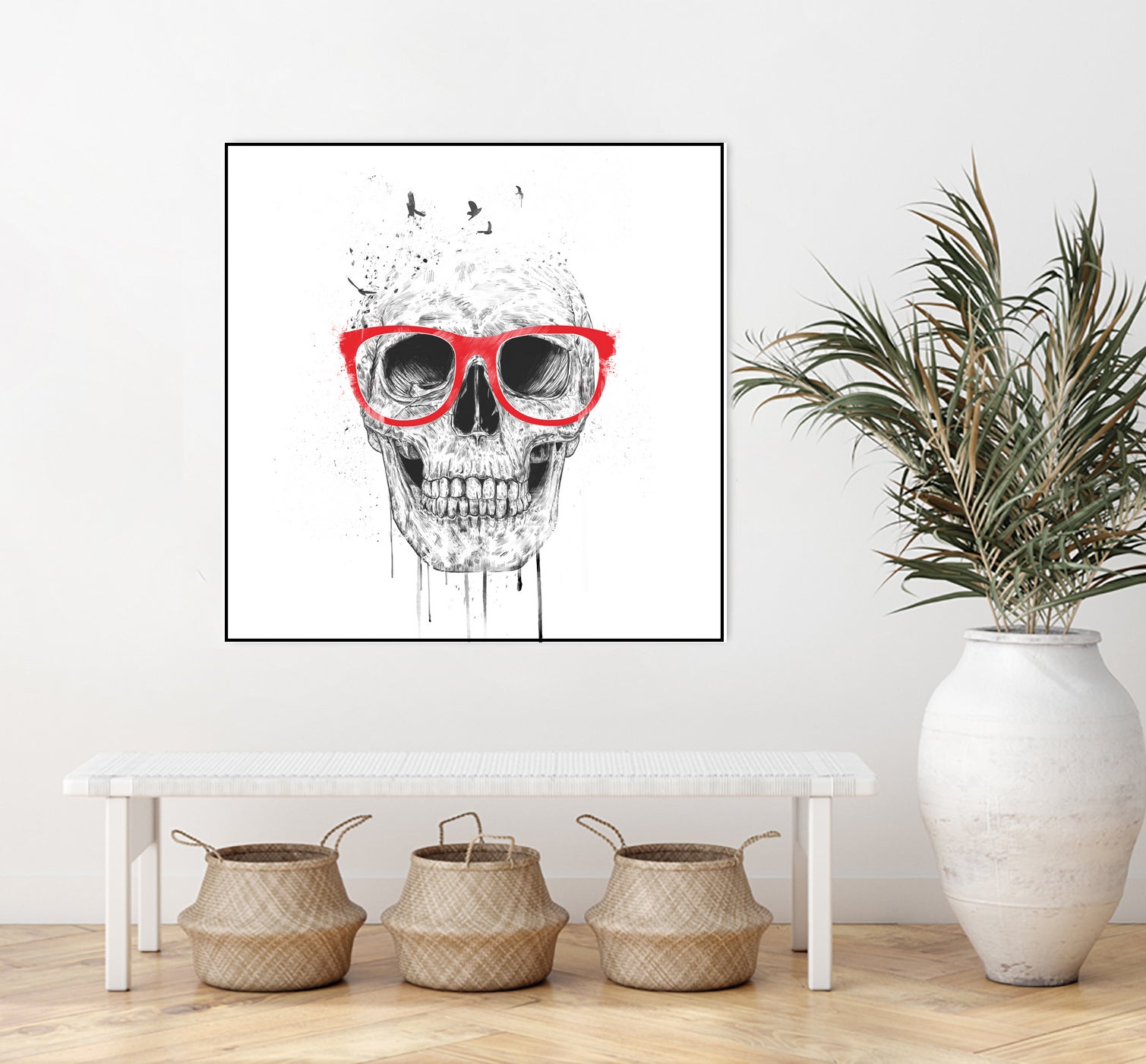 Skull with red glasses by Solti Balázs on GIANT ART - white digital painting