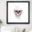 Skull with red glasses by Solti Balázs on GIANT ART - white digital painting