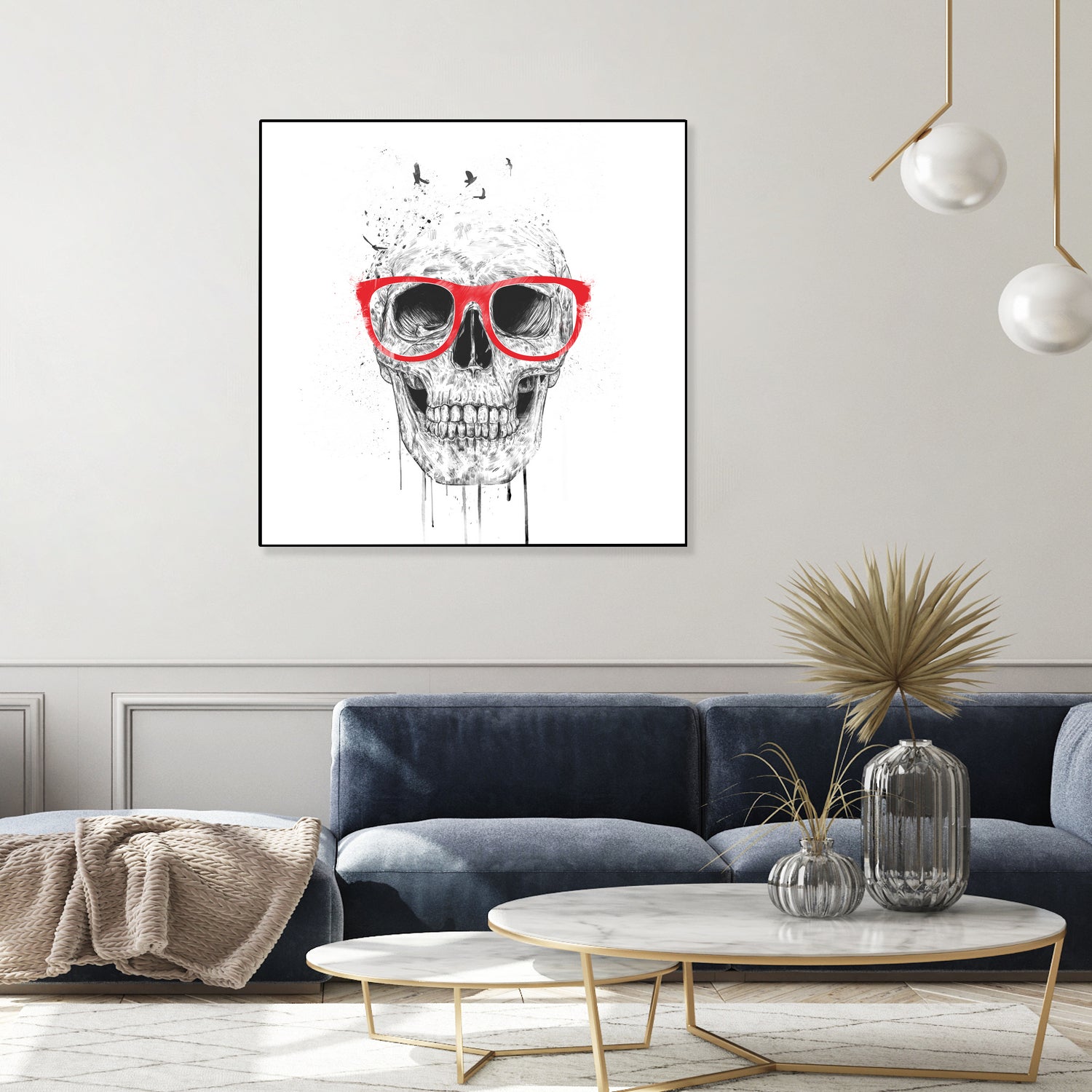 Skull with red glasses by Solti Balázs on GIANT ART - white digital painting