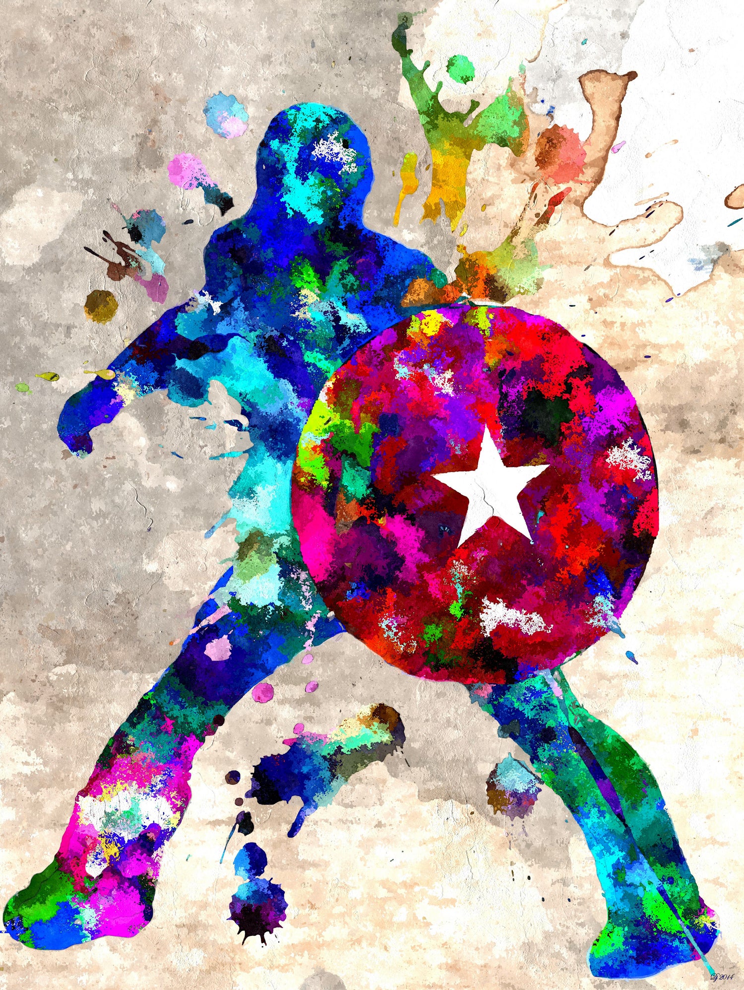 Captain America Grunge by Daniel Janda on GIANT ART - blue digital painting