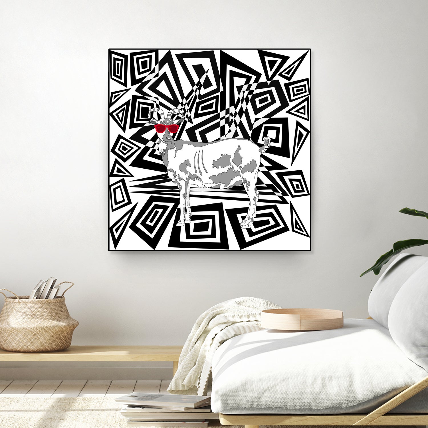 Goat In Red Sunglasses Abstract by TheArtOf Vikki on GIANT ART - black digital drawing