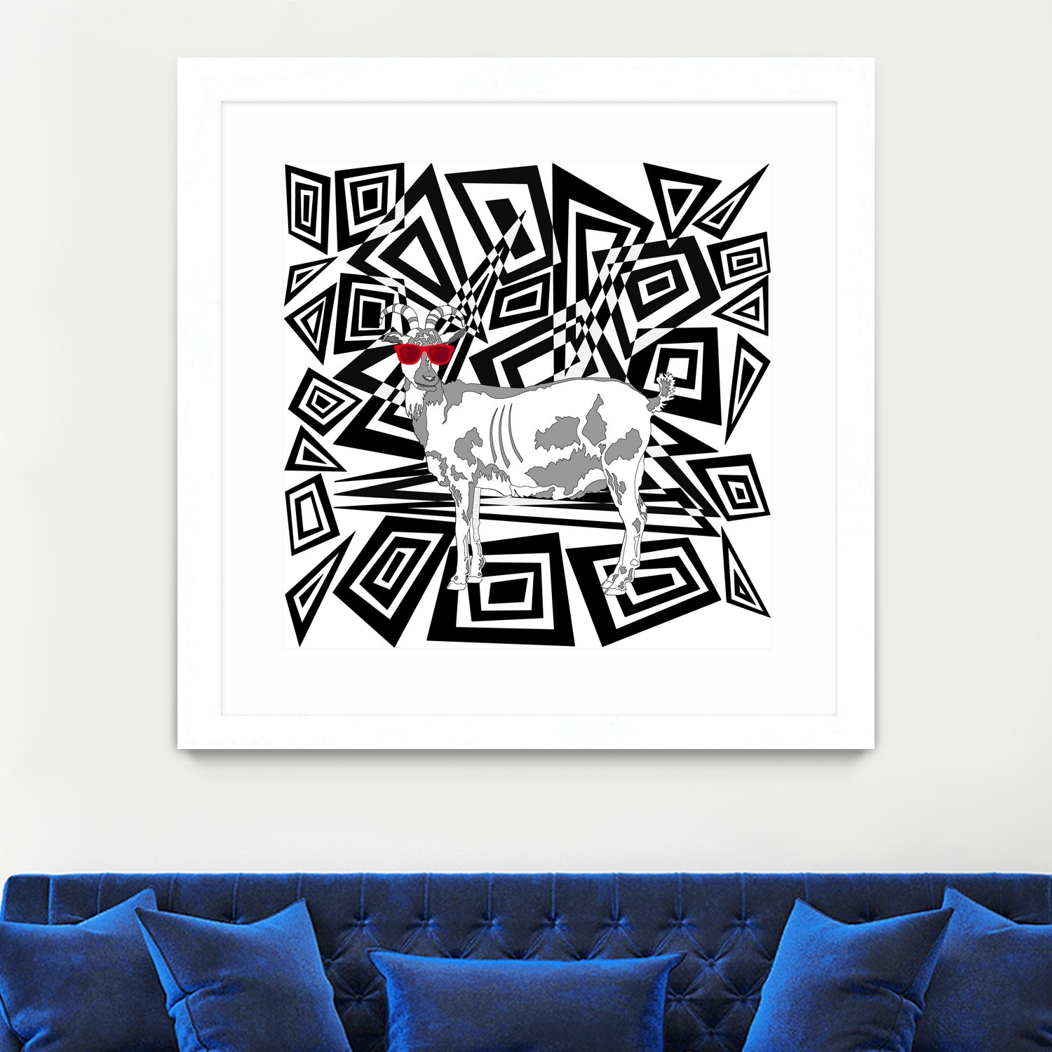 Goat In Red Sunglasses Abstract by TheArtOf Vikki on GIANT ART - black digital drawing