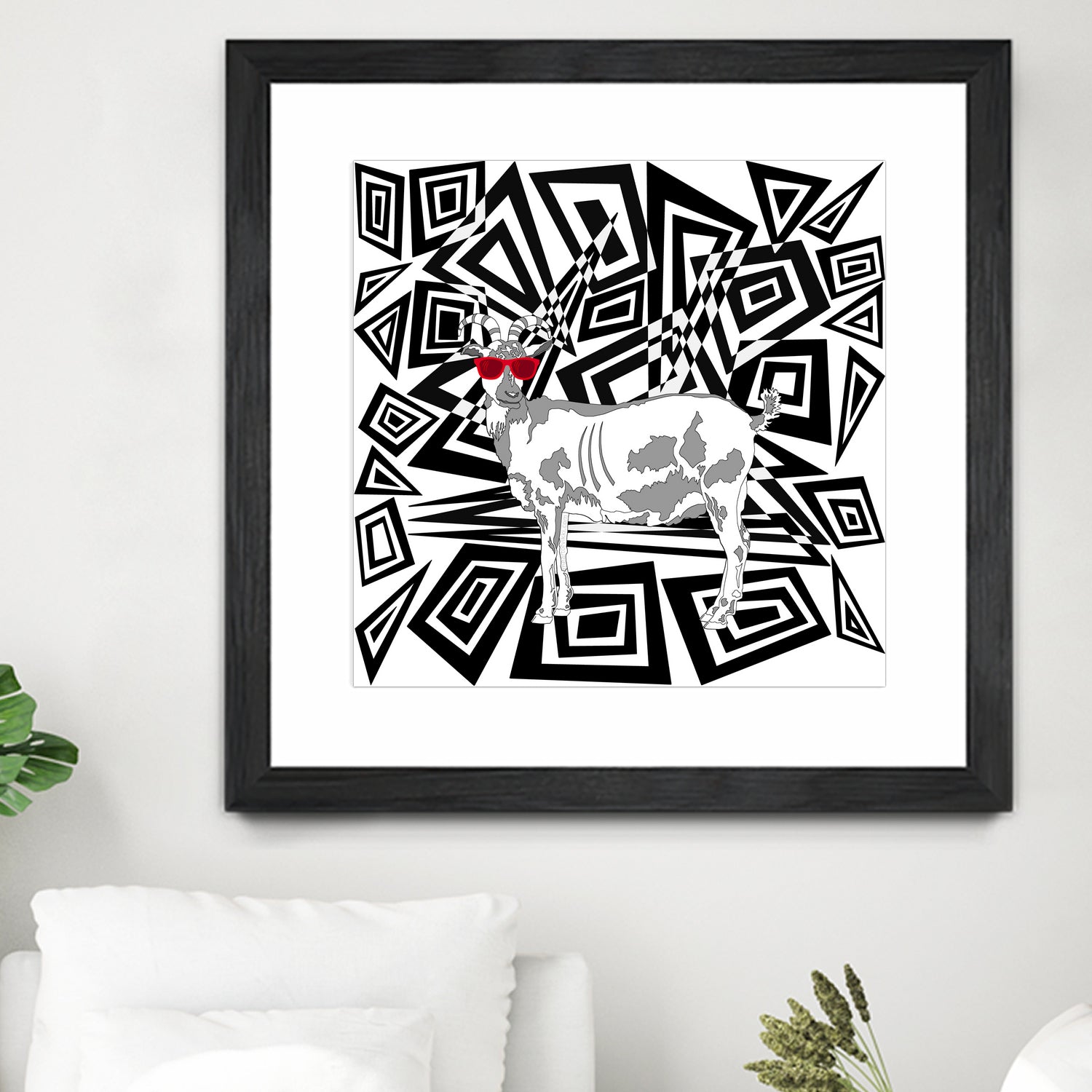 Goat In Red Sunglasses Abstract by TheArtOf Vikki on GIANT ART - black digital drawing