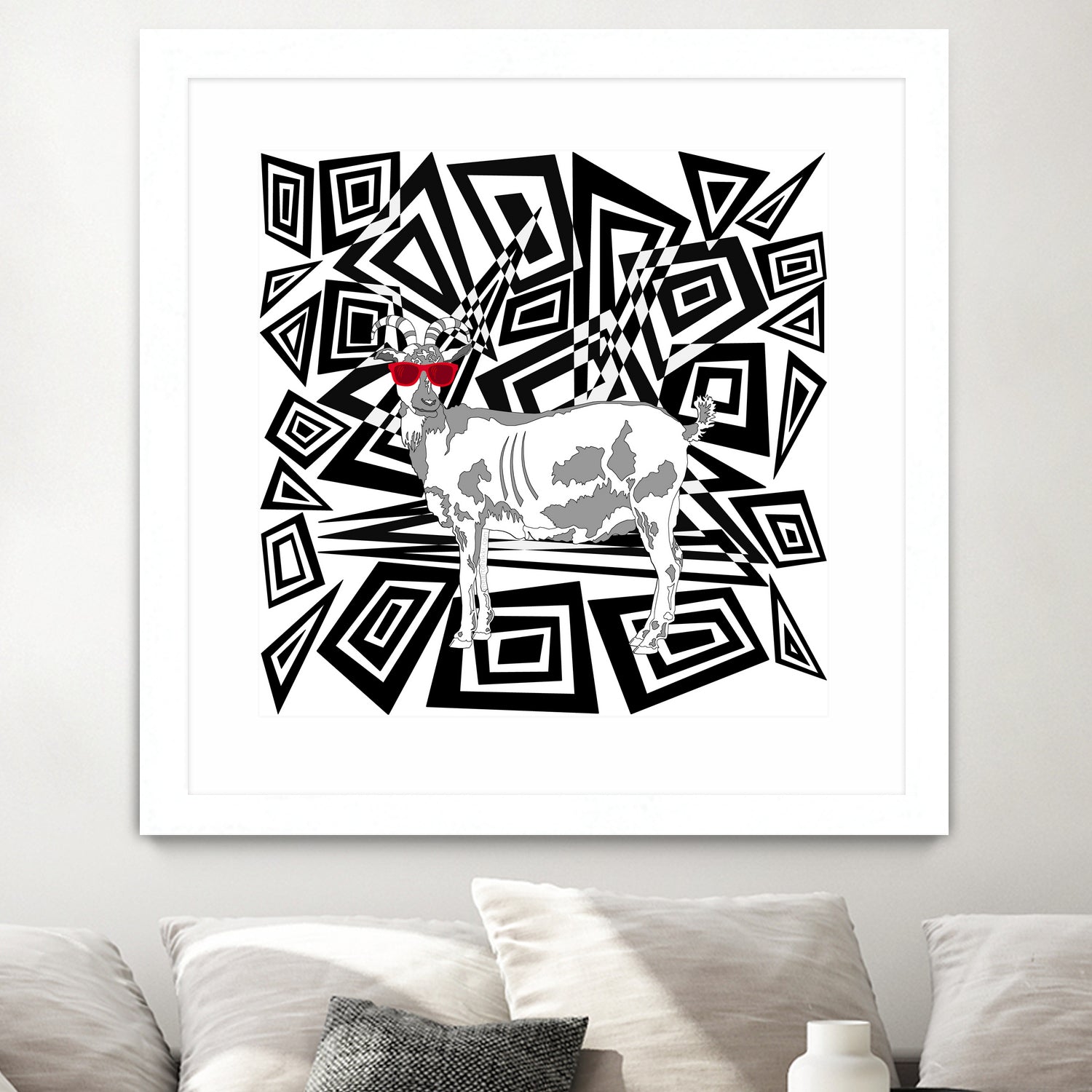 Goat In Red Sunglasses Abstract by TheArtOf Vikki on GIANT ART - black digital drawing