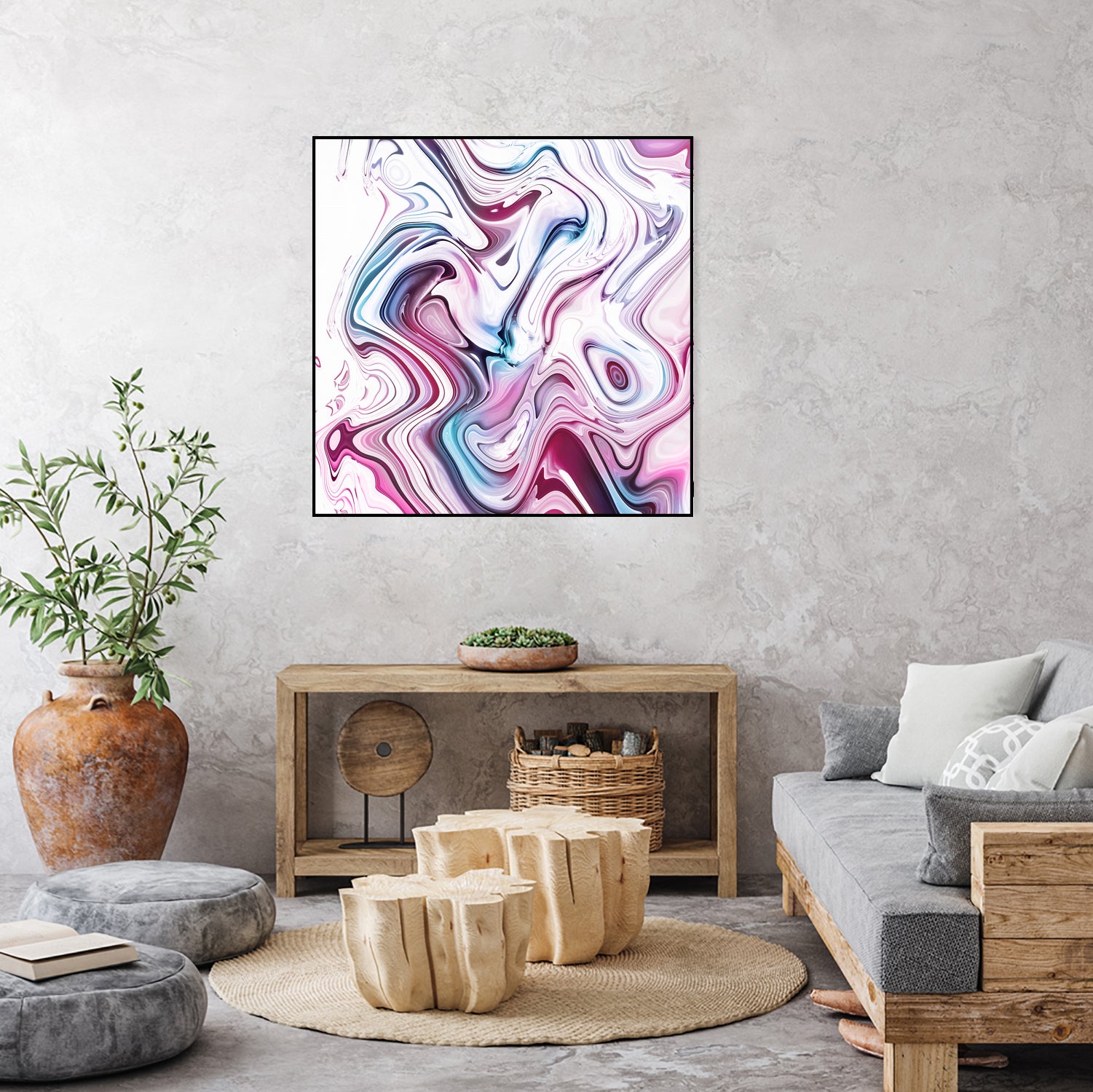 Liquid Marble - Pink and Blue by Dominique Van Roey on GIANT ART - pink photo manipulation