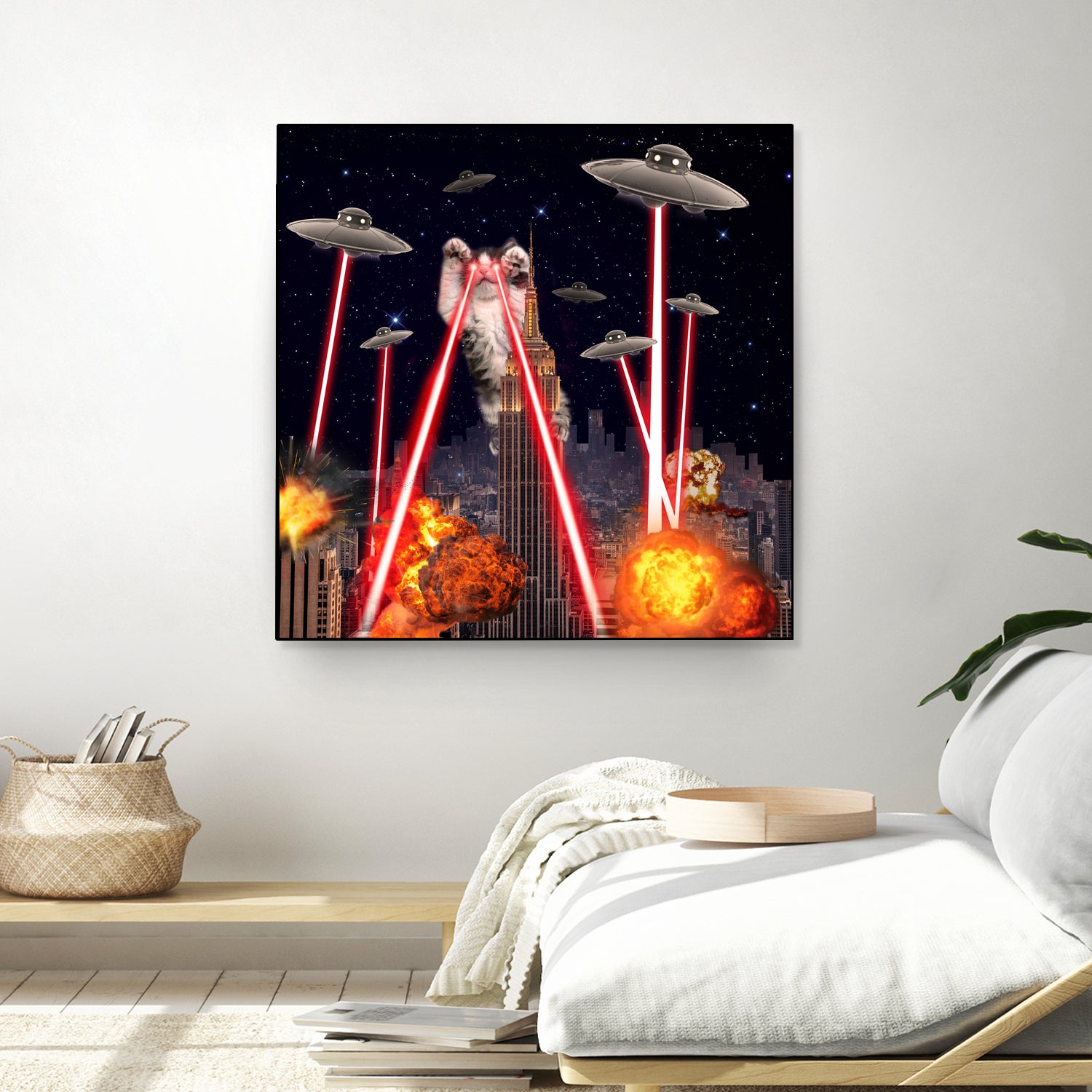 Cat Attack New York City Ufo Explosions Lasers by Damian Augustyniak on GIANT ART - black photo manipulation