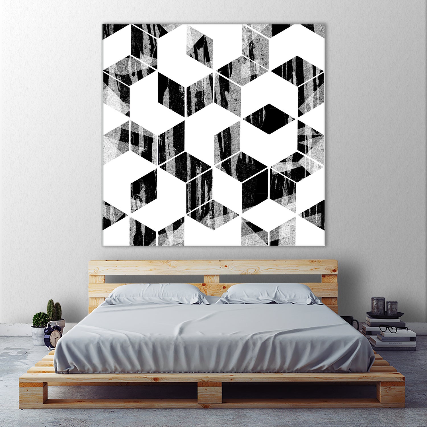 Elegant Black and White Geometric Design by Brigitte Carre on GIANT ART - black digital painting