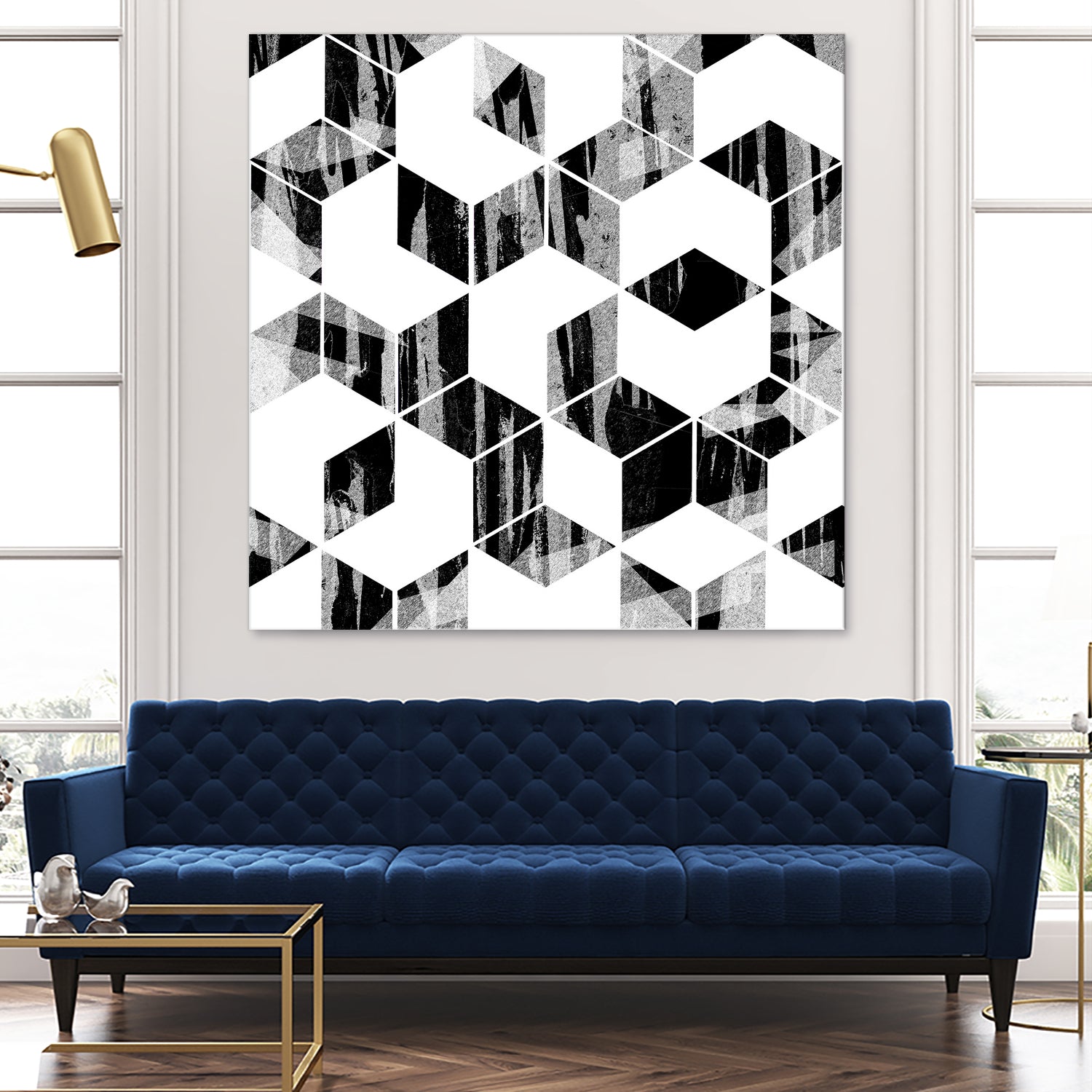 Elegant Black and White Geometric Design by Brigitte Carre on GIANT ART - black digital painting