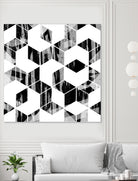 Elegant Black and White Geometric Design by Brigitte Carre on GIANT ART - black digital painting