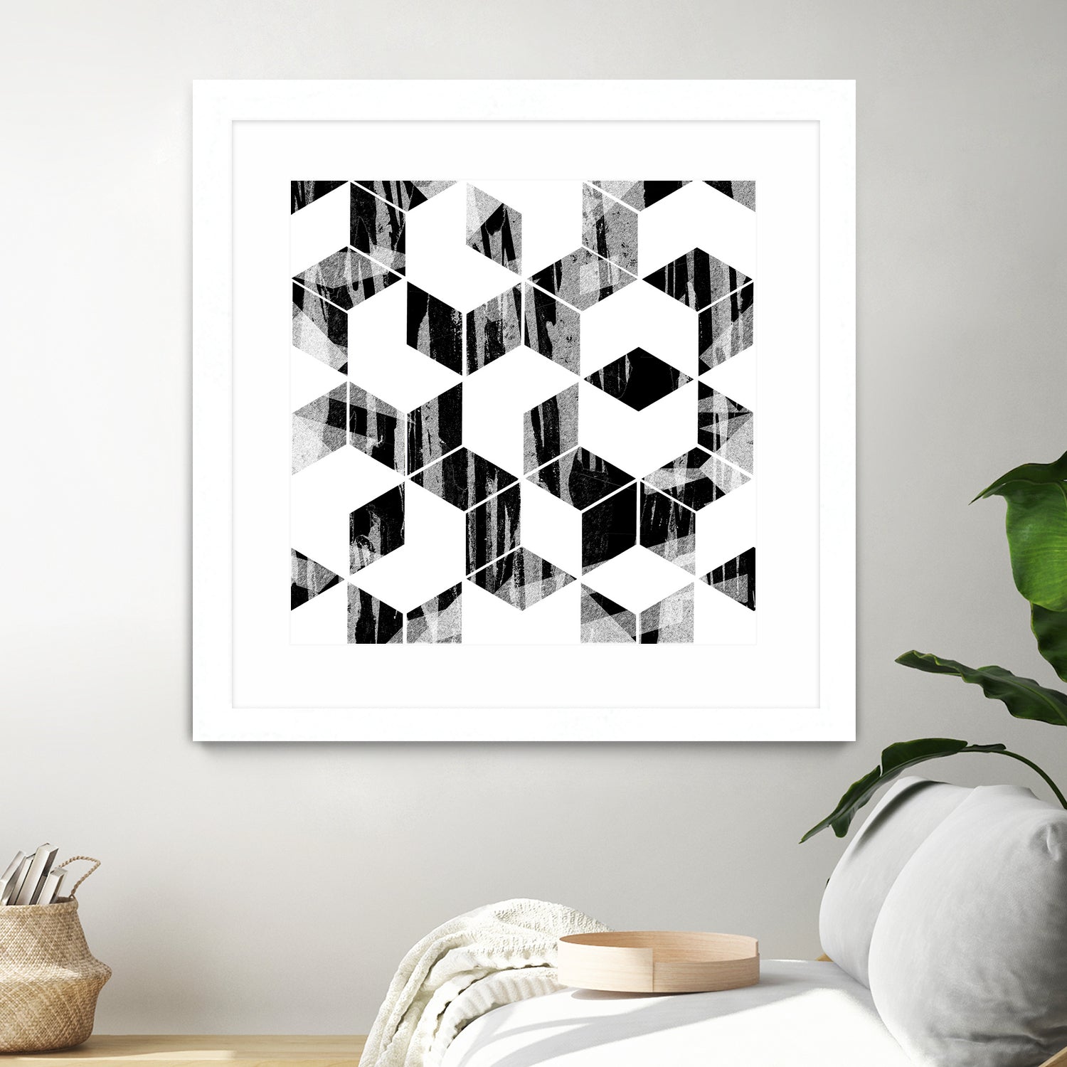 Elegant Black and White Geometric Design by Brigitte Carre on GIANT ART - black digital painting