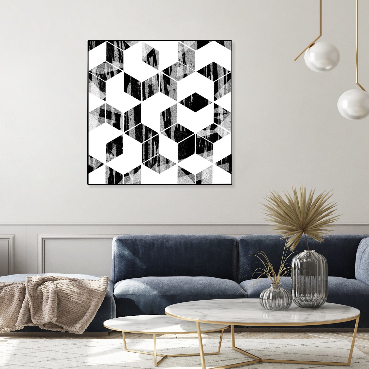 Elegant Black and White Geometric Design by Brigitte Carre on GIANT ART - black digital painting