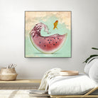 watermelon goldfish by Vin Zzep on GIANT ART - white digital painting