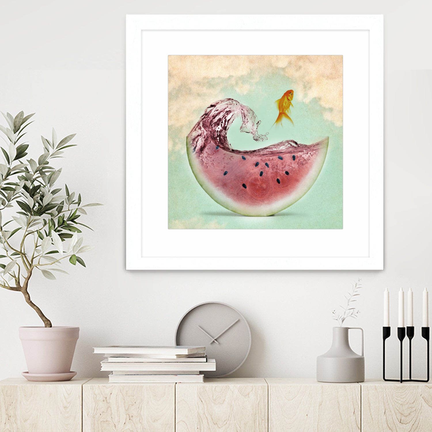 watermelon goldfish by Vin Zzep on GIANT ART - white digital painting