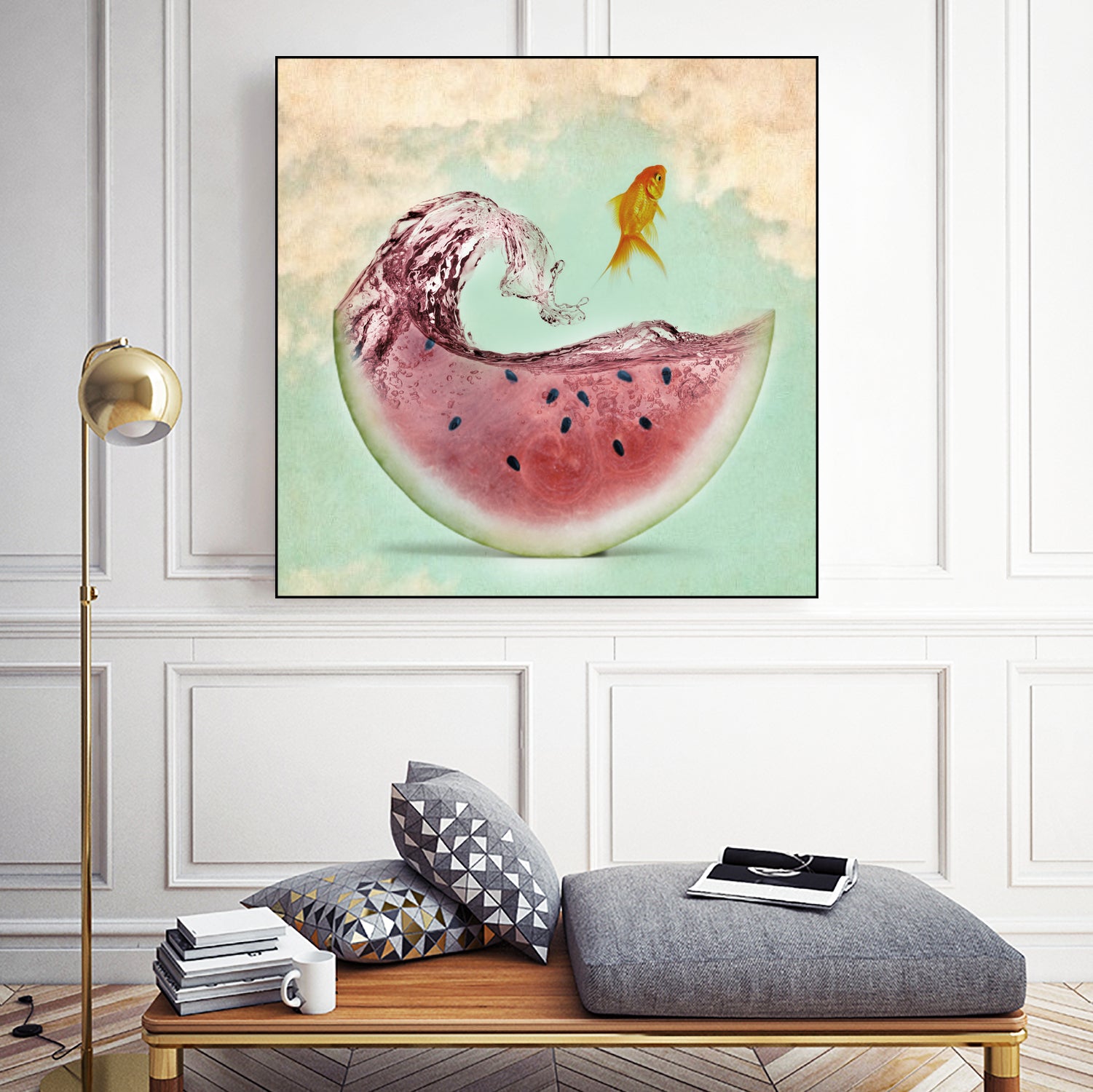 watermelon goldfish by Vin Zzep on GIANT ART - white digital painting