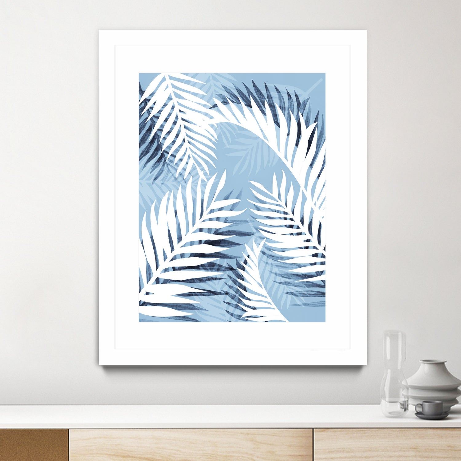 Tropical bliss - chambray blue by Gale Switzer on GIANT ART - blue digital drawing