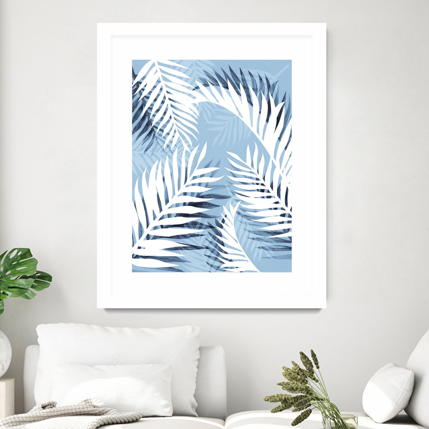 Tropical bliss - chambray blue by Gale Switzer on GIANT ART - blue digital drawing