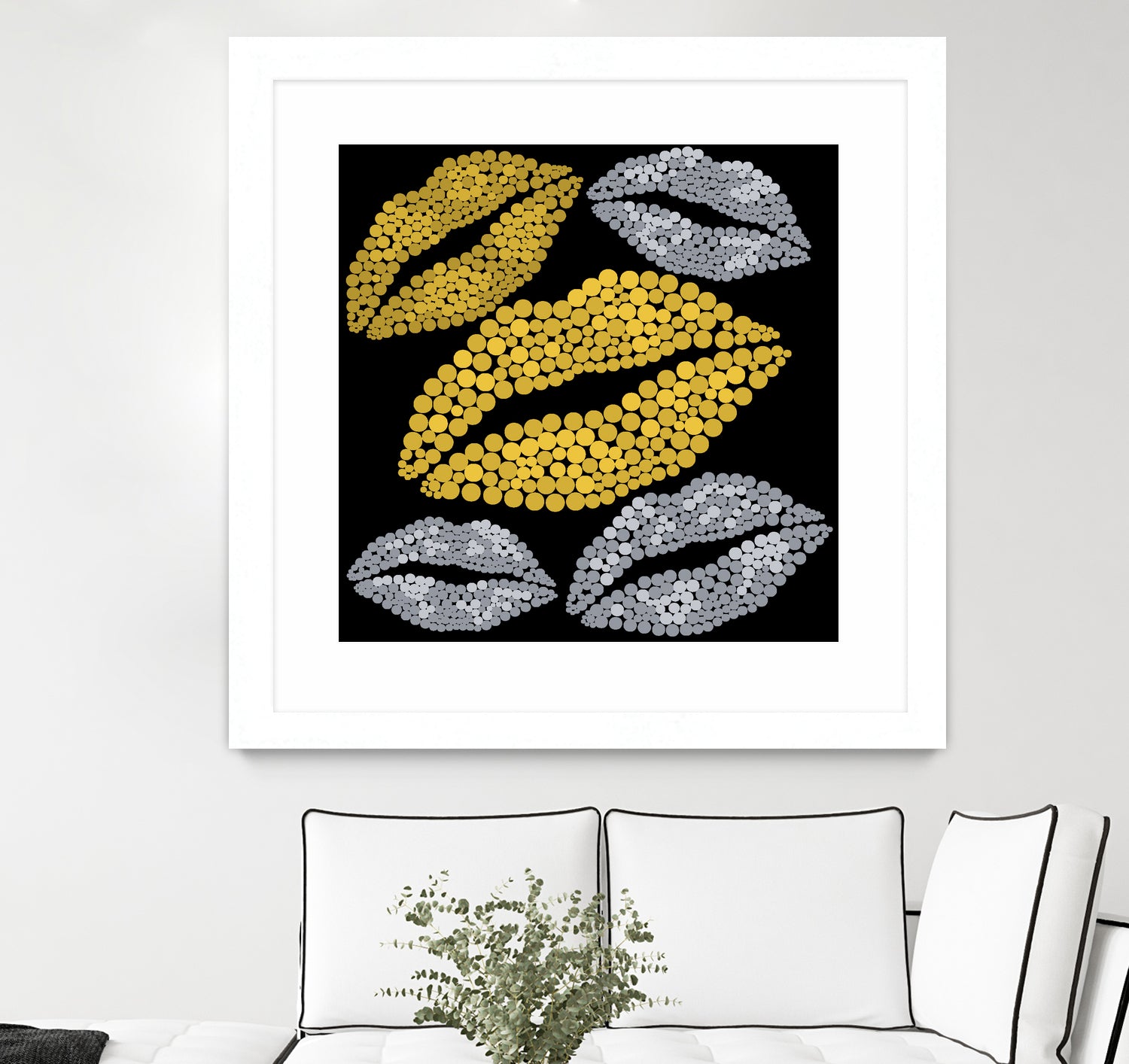 Luscious Lips In Gold And Silver by TheArtOf Vikki on GIANT ART - yellow digital painting