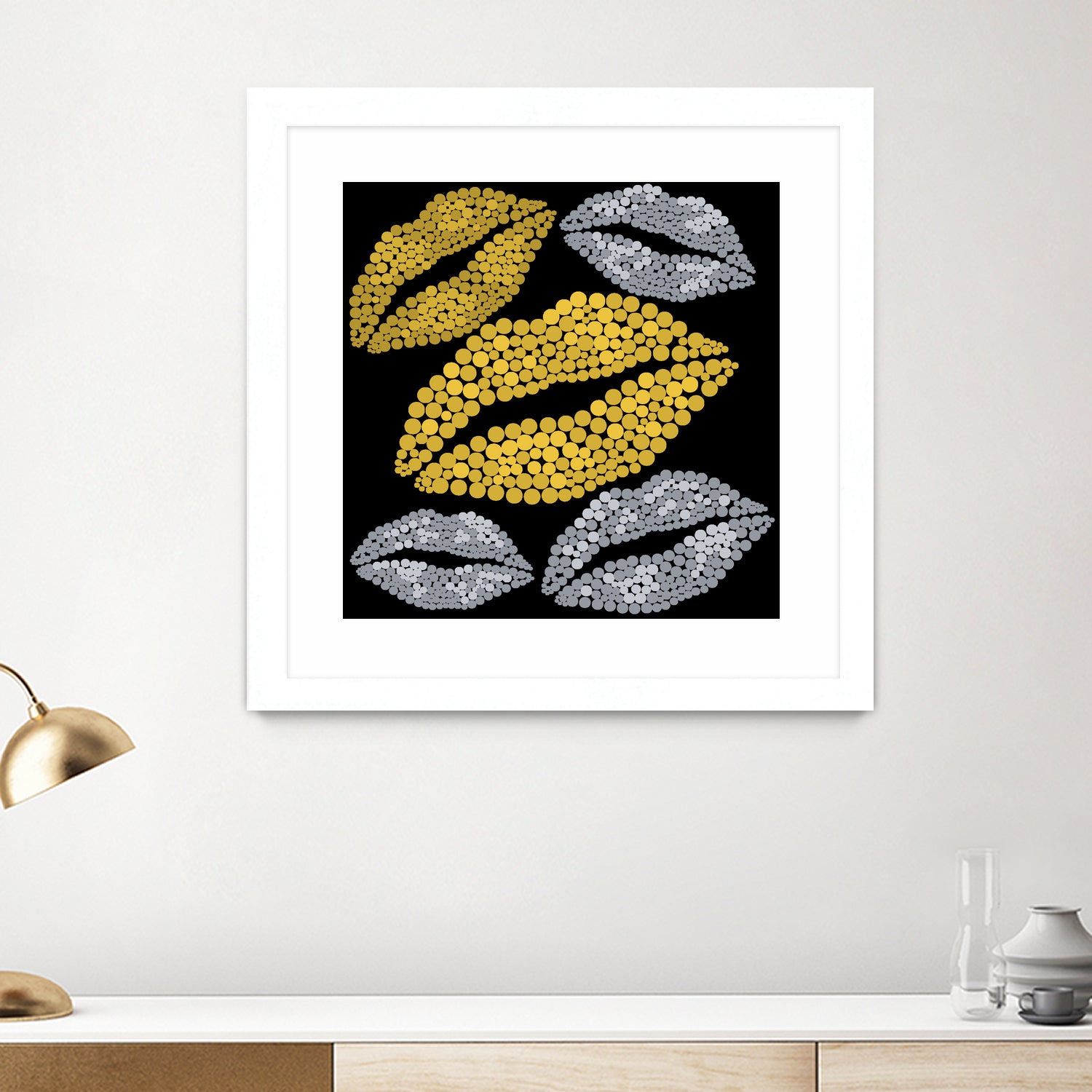 Luscious Lips In Gold And Silver by TheArtOf Vikki on GIANT ART - yellow digital painting