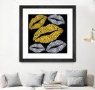 Luscious Lips In Gold And Silver by TheArtOf Vikki on GIANT ART - yellow digital painting