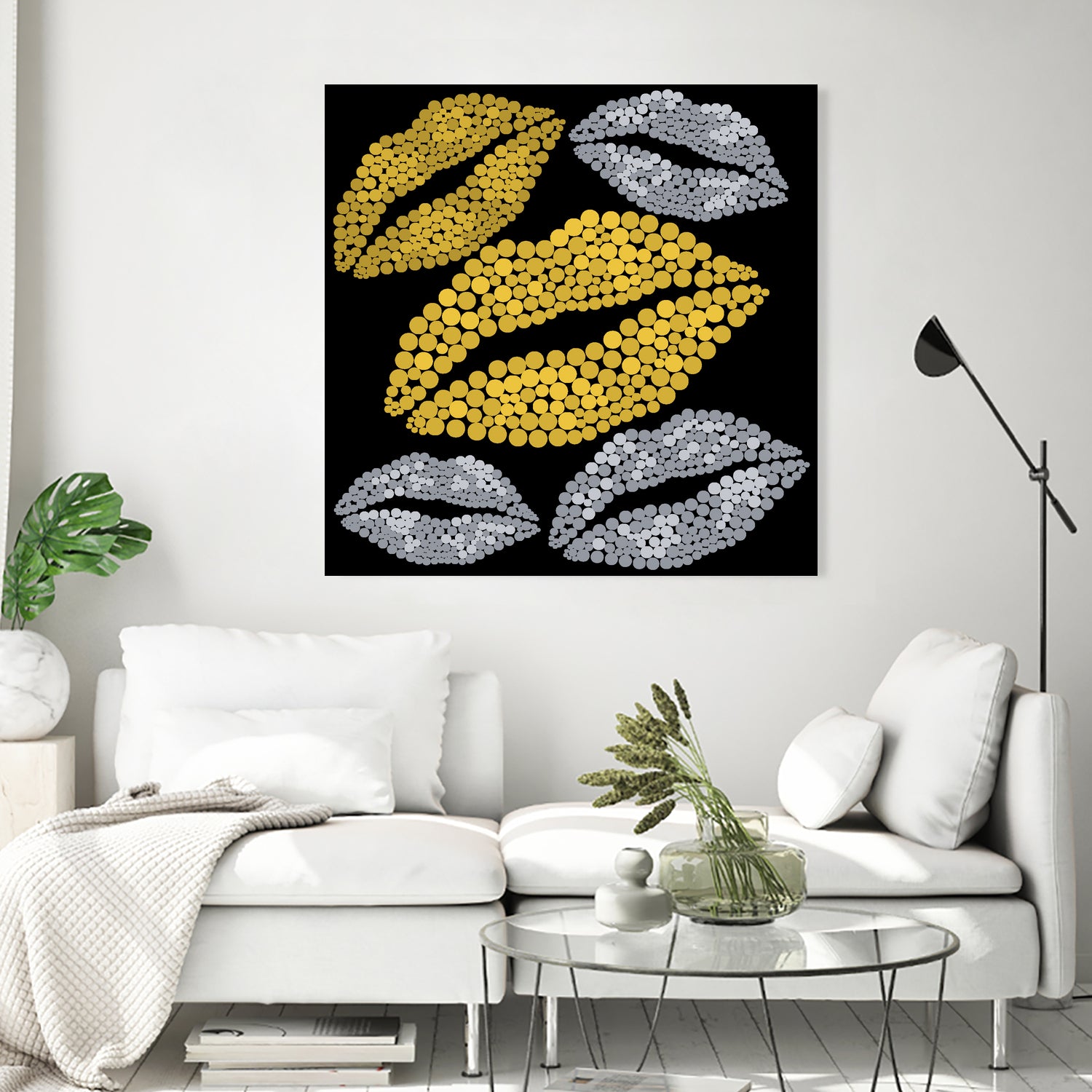 Luscious Lips In Gold And Silver by TheArtOf Vikki on GIANT ART - yellow digital painting