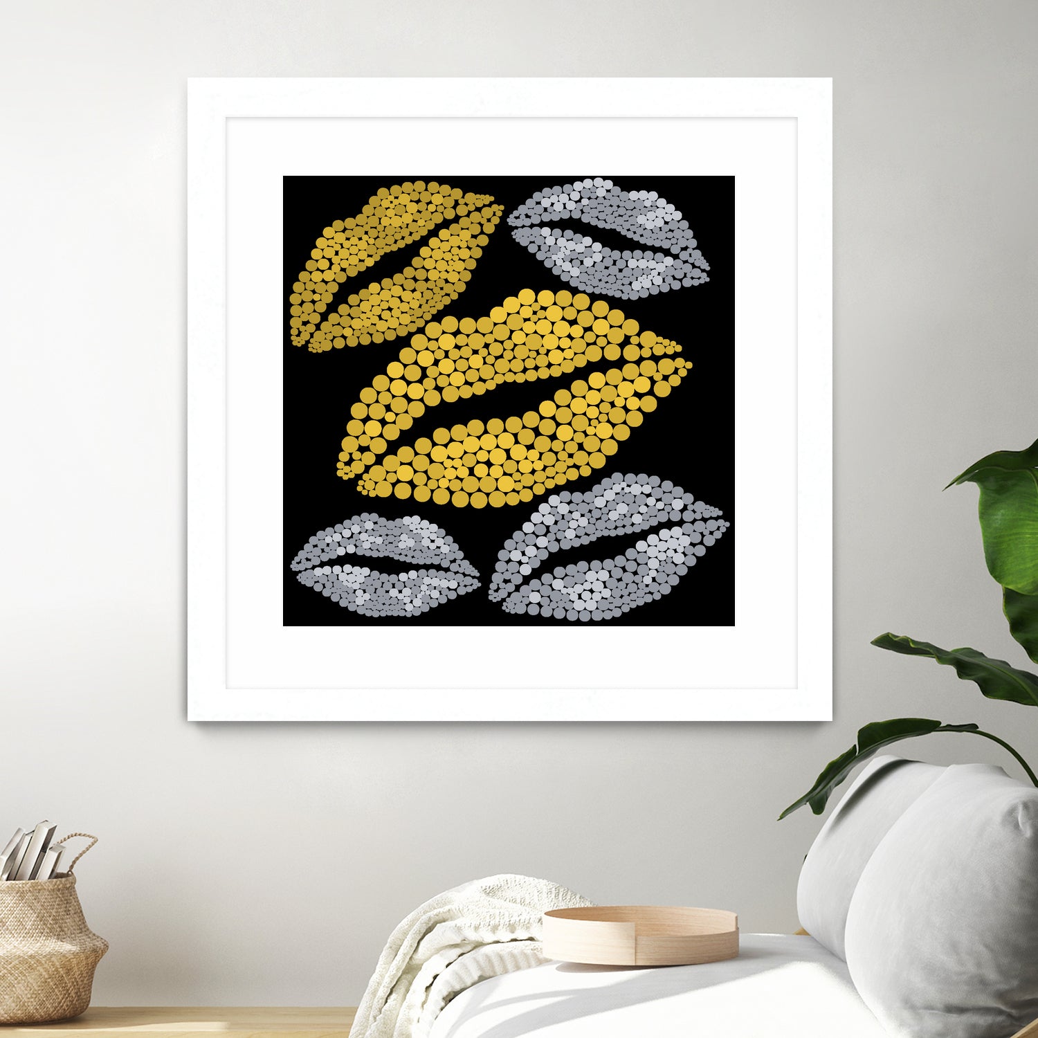 Luscious Lips In Gold And Silver by TheArtOf Vikki on GIANT ART - yellow digital painting